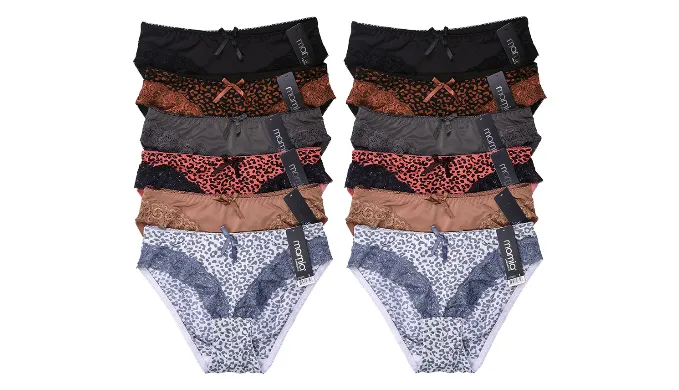 12 Pack: Unibasic Women's Comfort Underwear Bikini Cut Plain and Animal Leopard Assorted Lace Panties- Ships Same/Next Day!