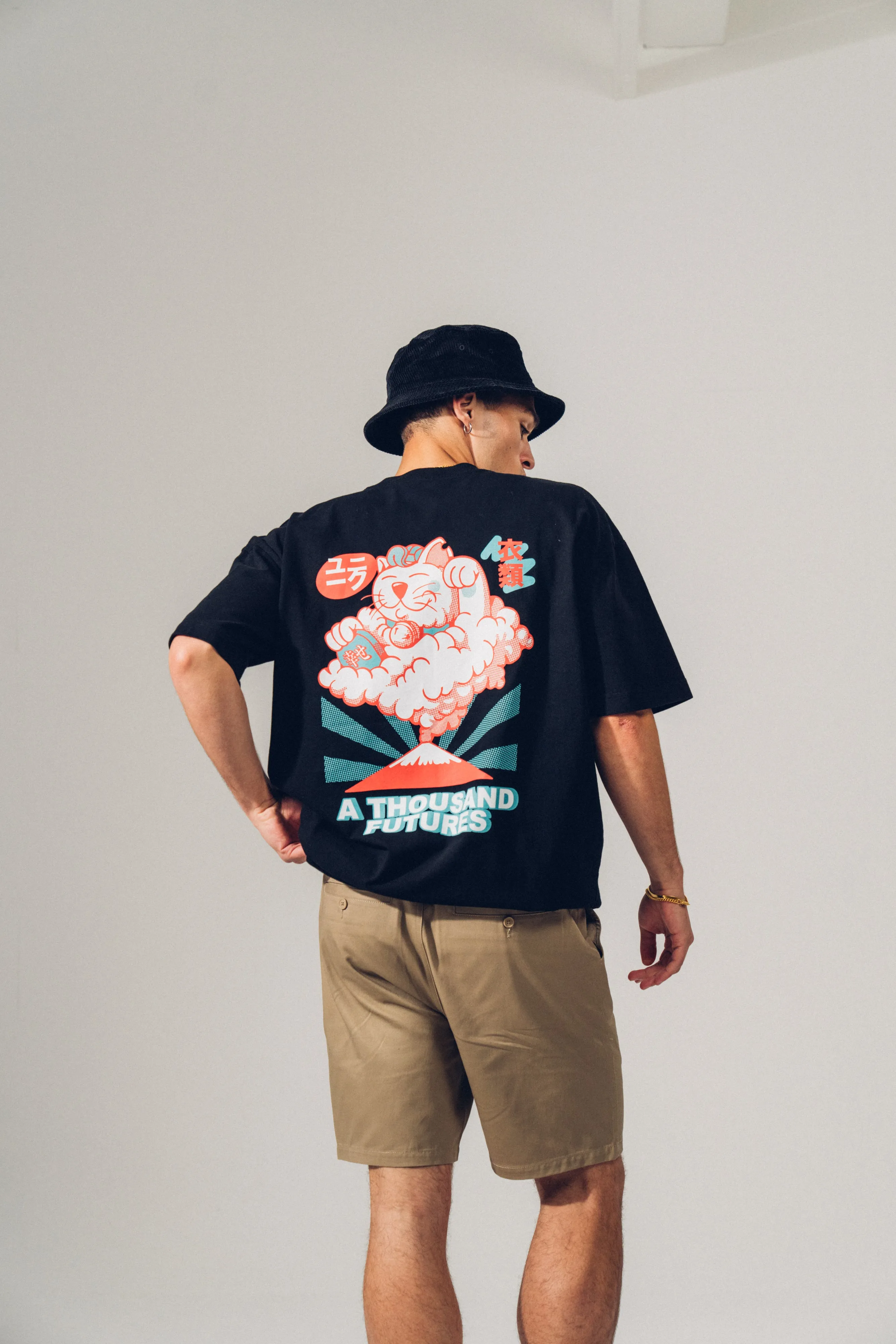 A Thousand Futures 'Lucky Cat' Tee - Black