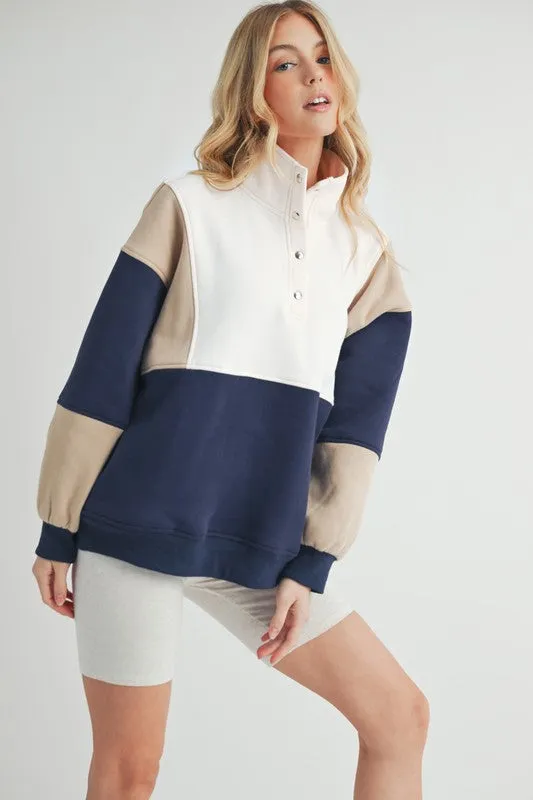 AEMI & Co Glo Color block Pullover Sweatshirt