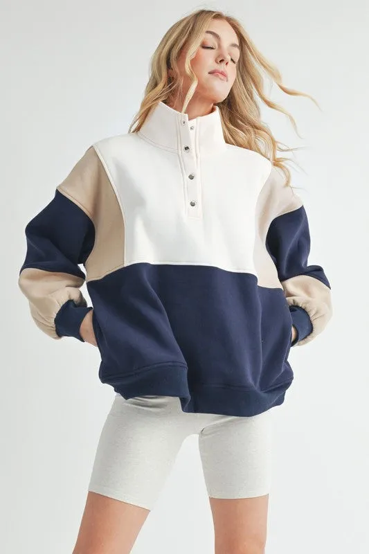 AEMI & Co Glo Color block Pullover Sweatshirt