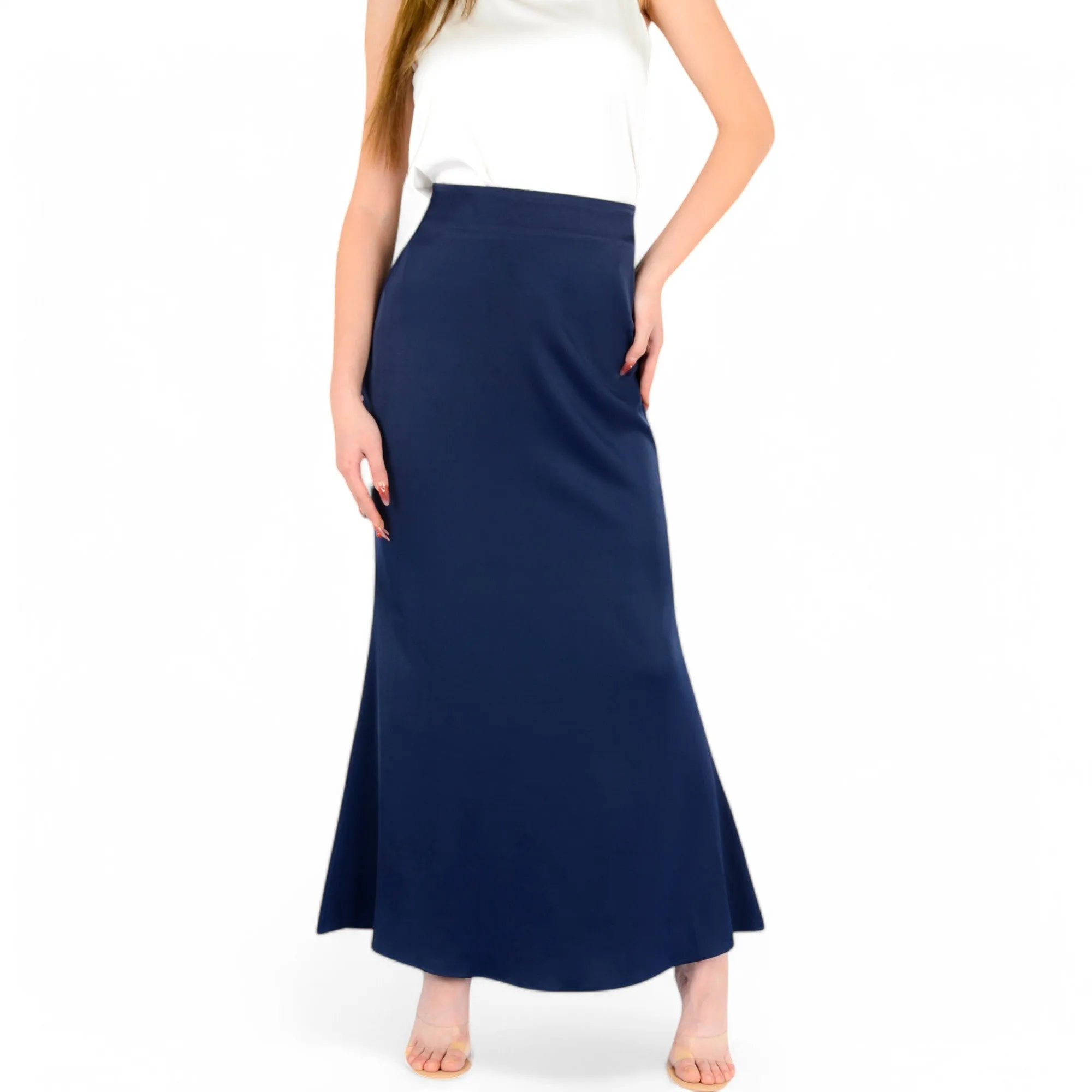 Anna-Kaci Women's Satin Maxi Skirt With High Waist And Flowing A-Line Design