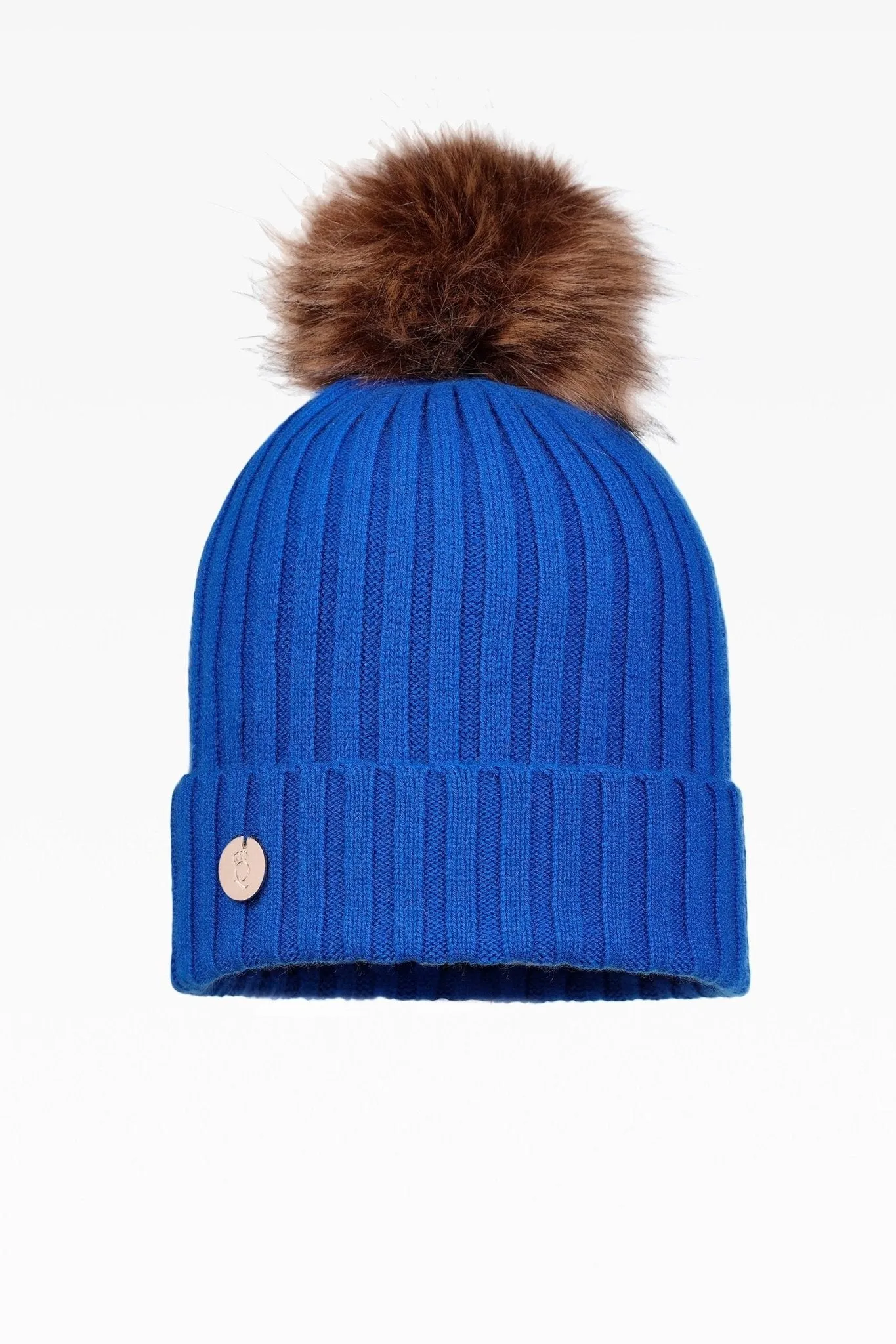 Ava Rib Pom Pom Hat with Faux Fur: Cashmere & Wool Blend