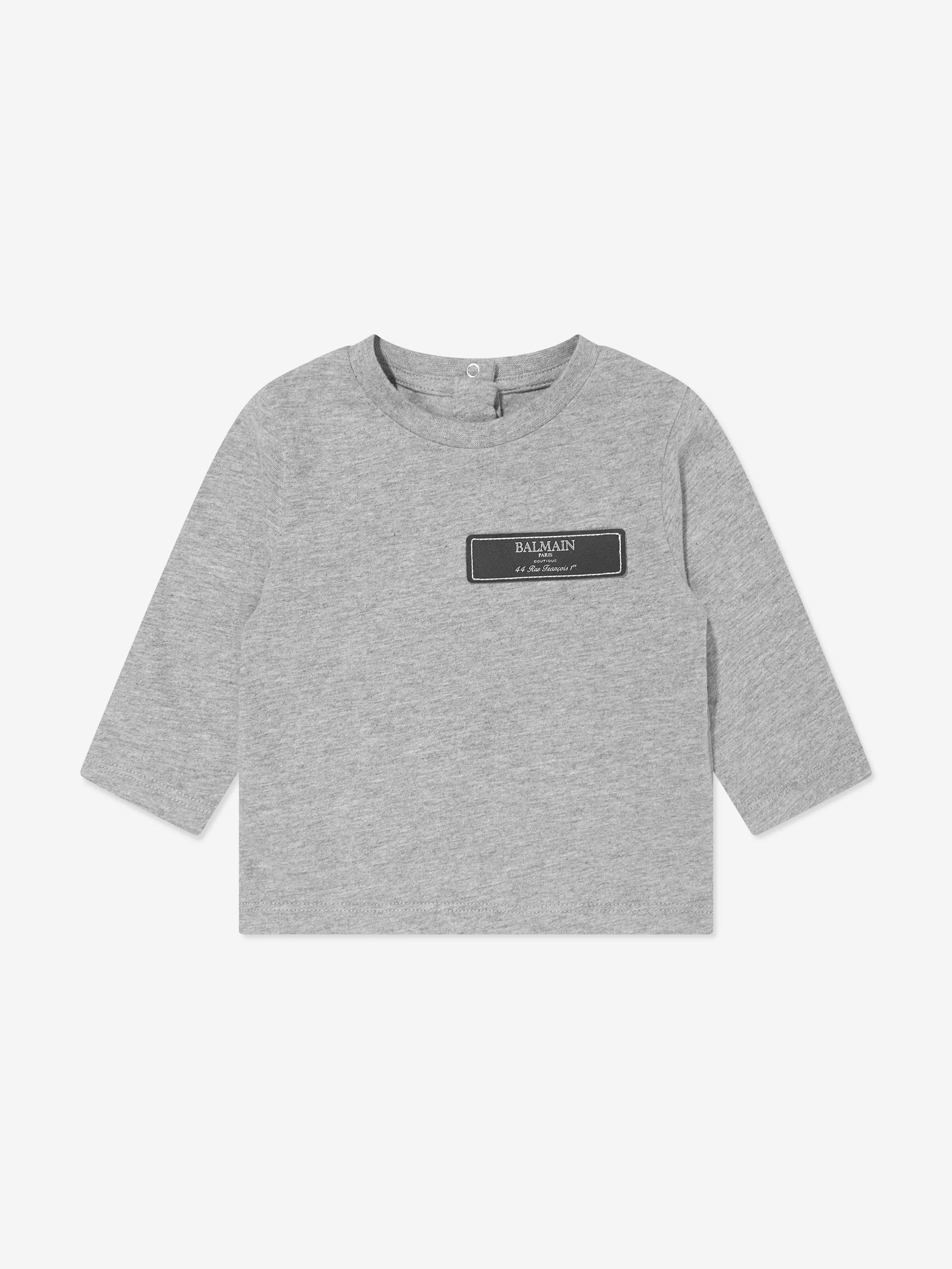 Balmain Baby Long Sleeve T-Shirt in Grey