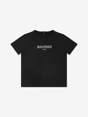 Balmain Baby Paris Logo T-Shirt in Black