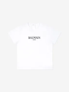 Balmain Baby Paris Logo T-Shirt in White