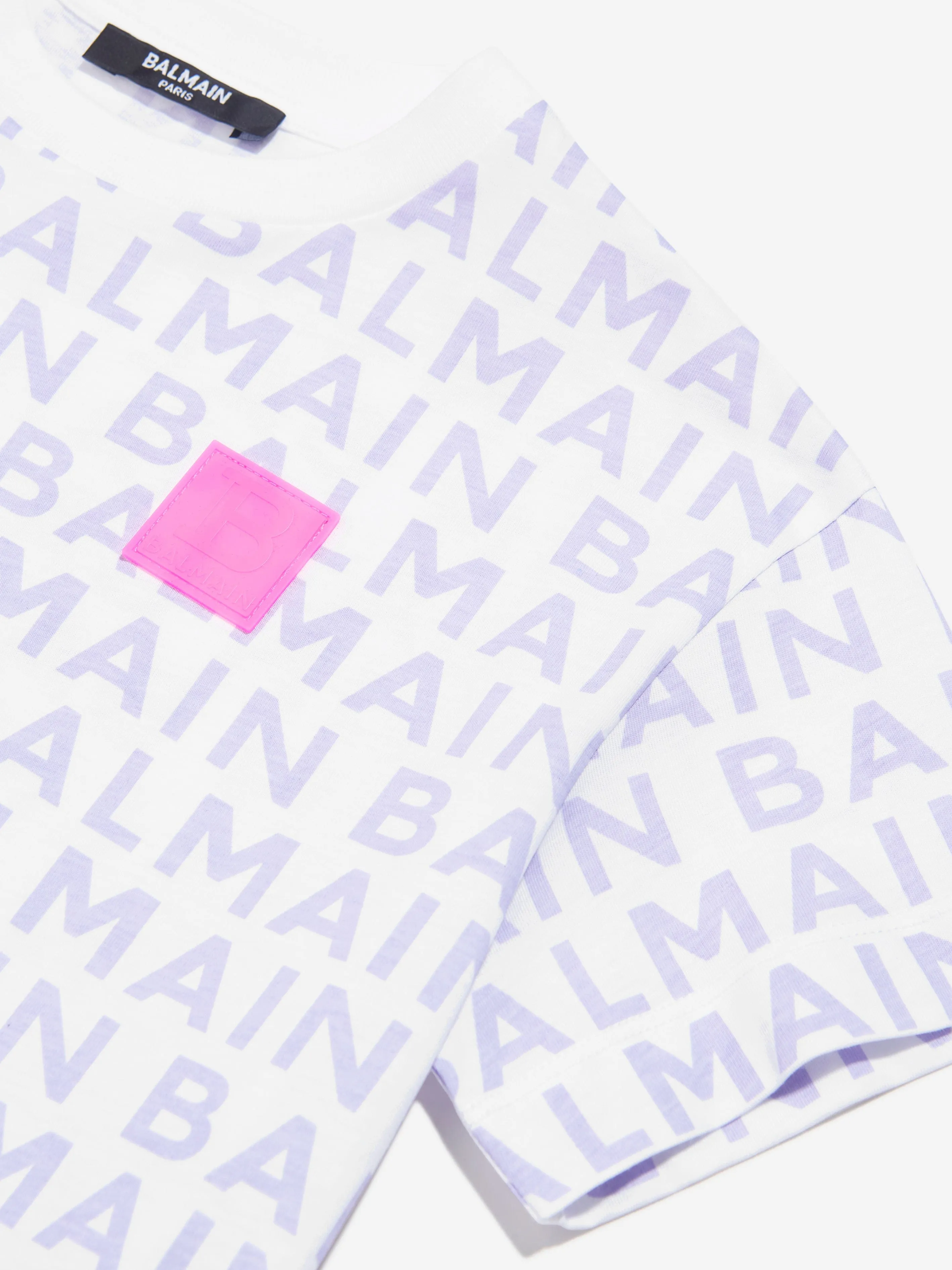 Balmain Girls Logo Print T-Shirt in White