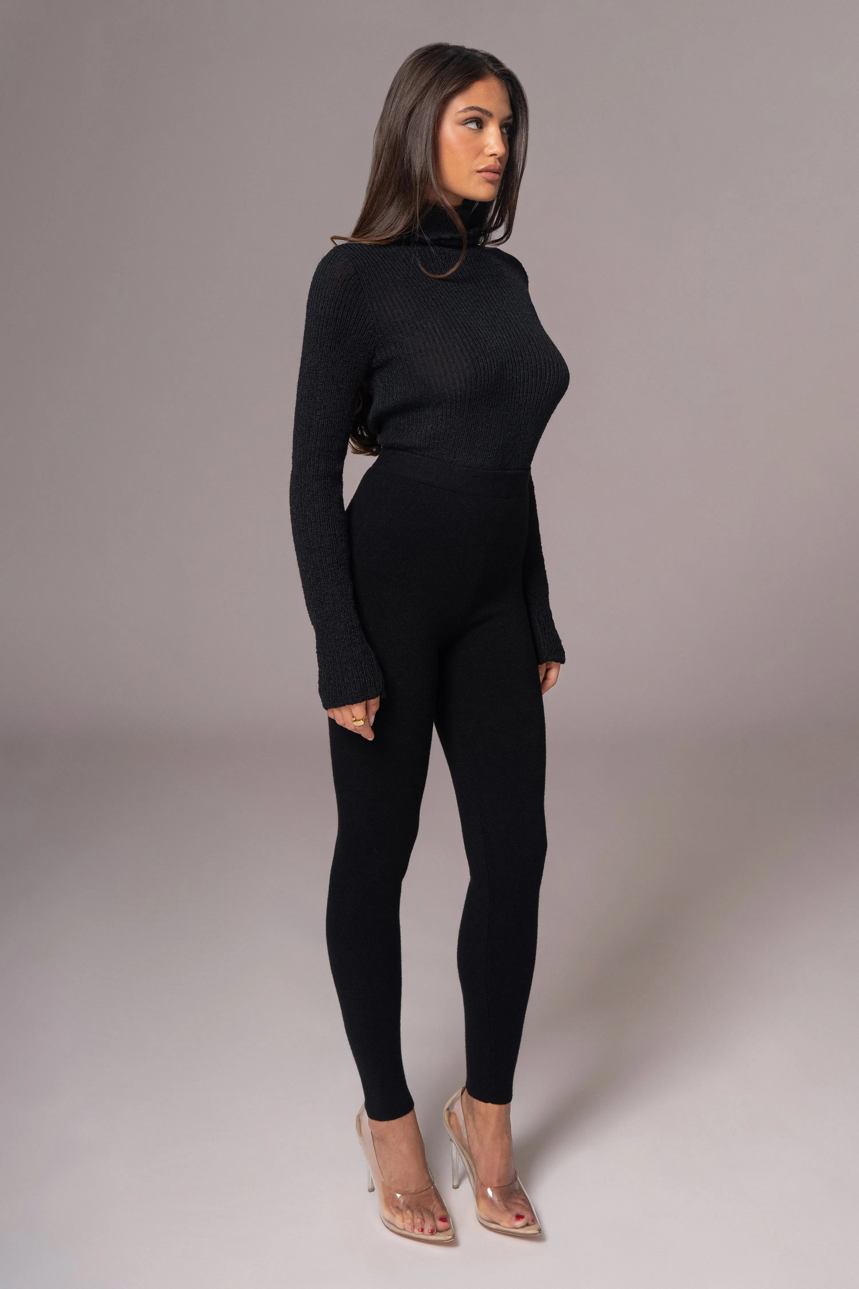 Black Effortless Knit Leggings