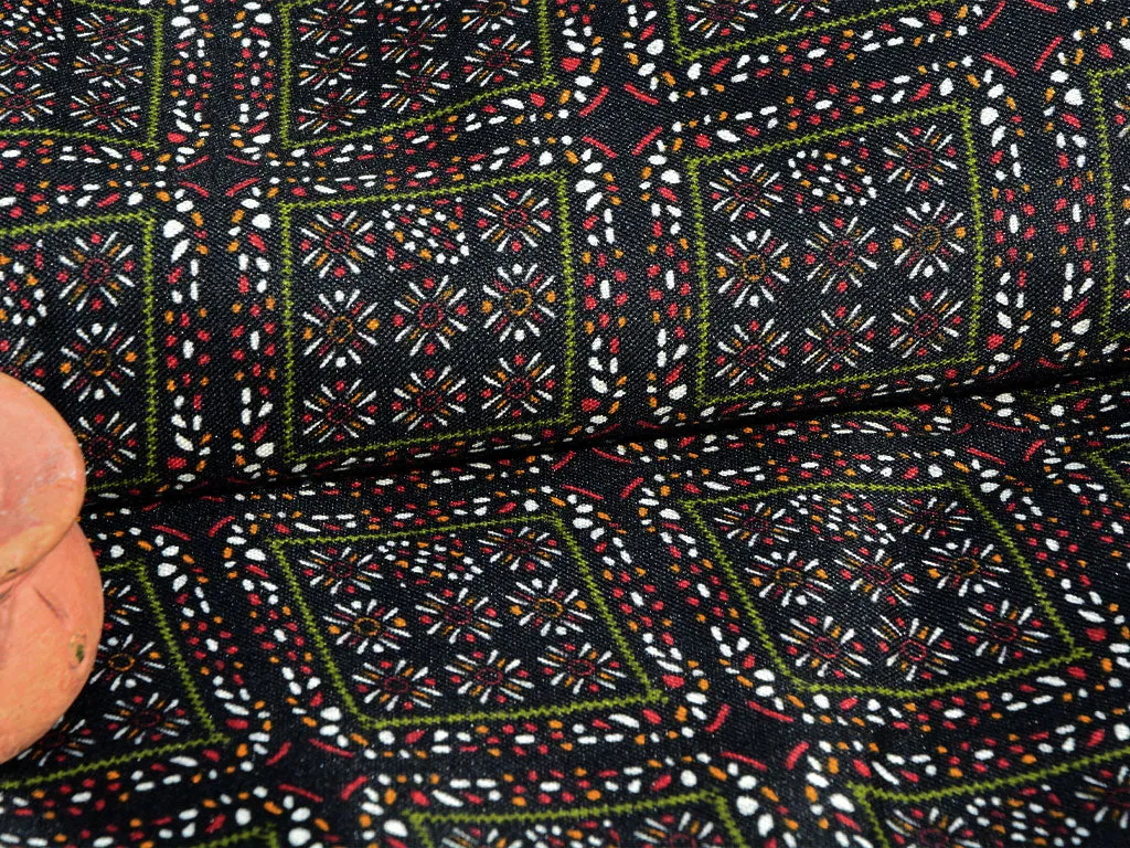 Black Traditional Digital Printed Premium Crepe Fabric