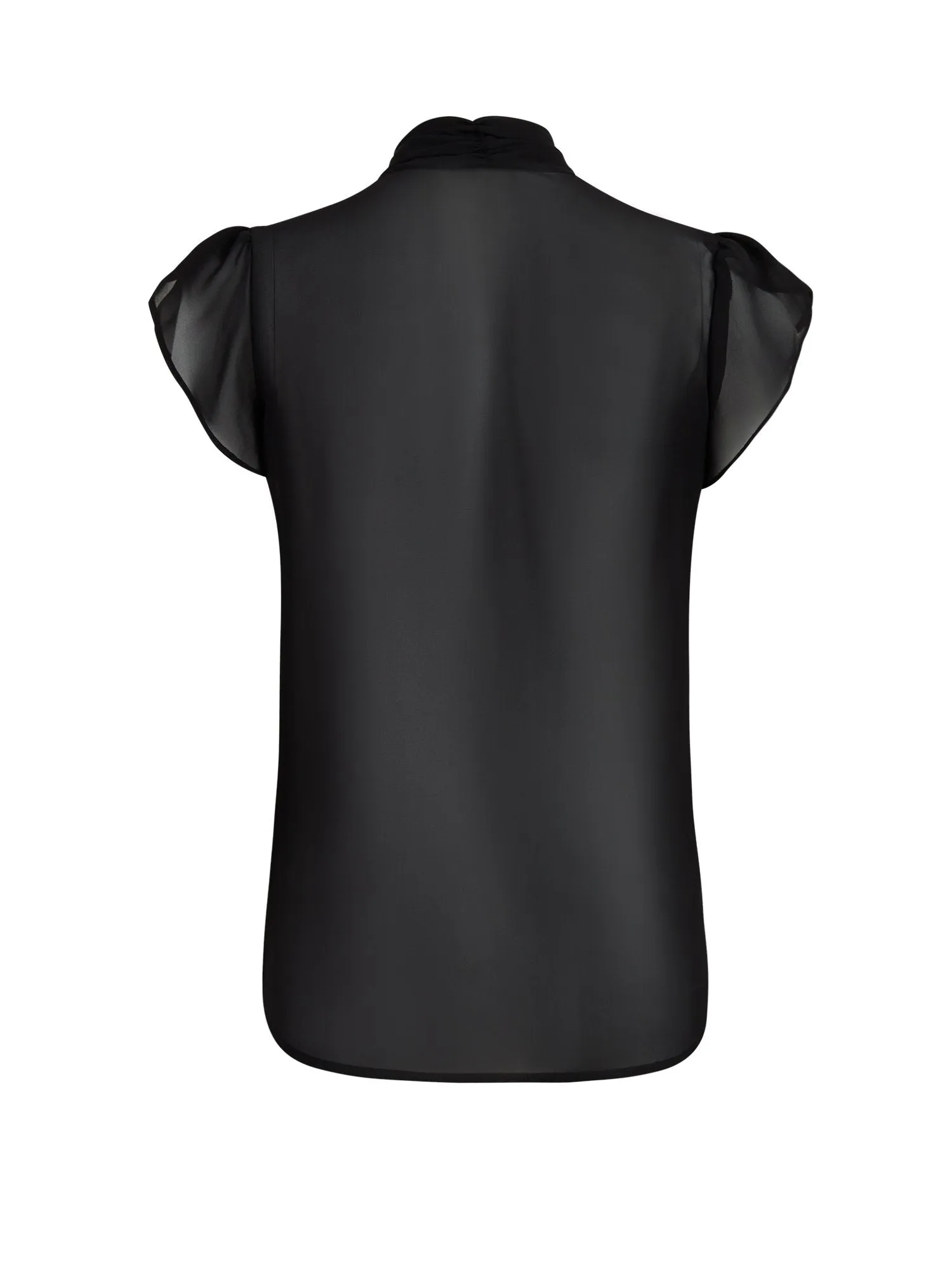 Black Tulip-Sleeve Bow Blouse - 7th Avenue