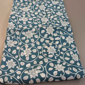 Blue & White Floral Muslin Silk Fabric