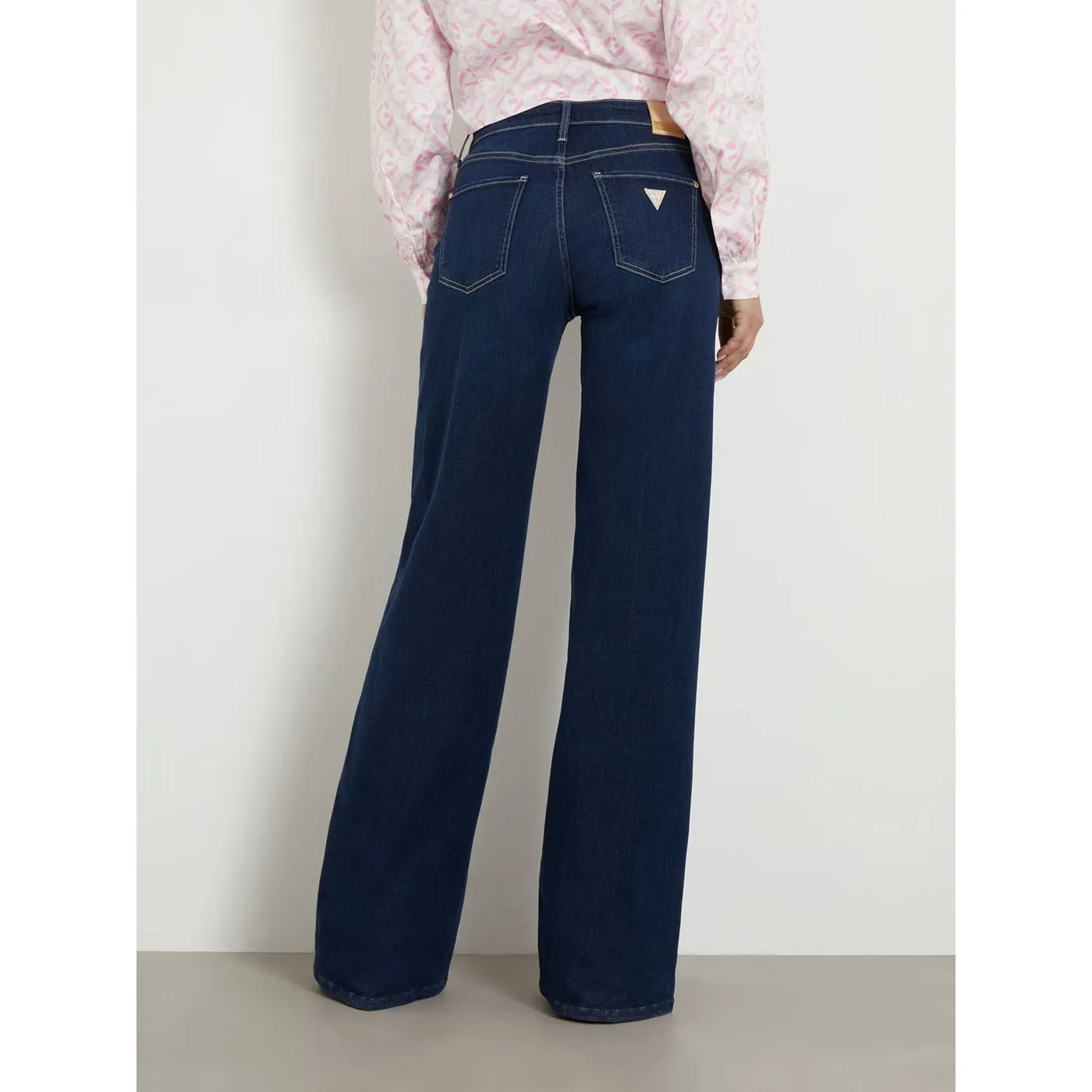 Blue Mid Rise Wide Leg Jeans