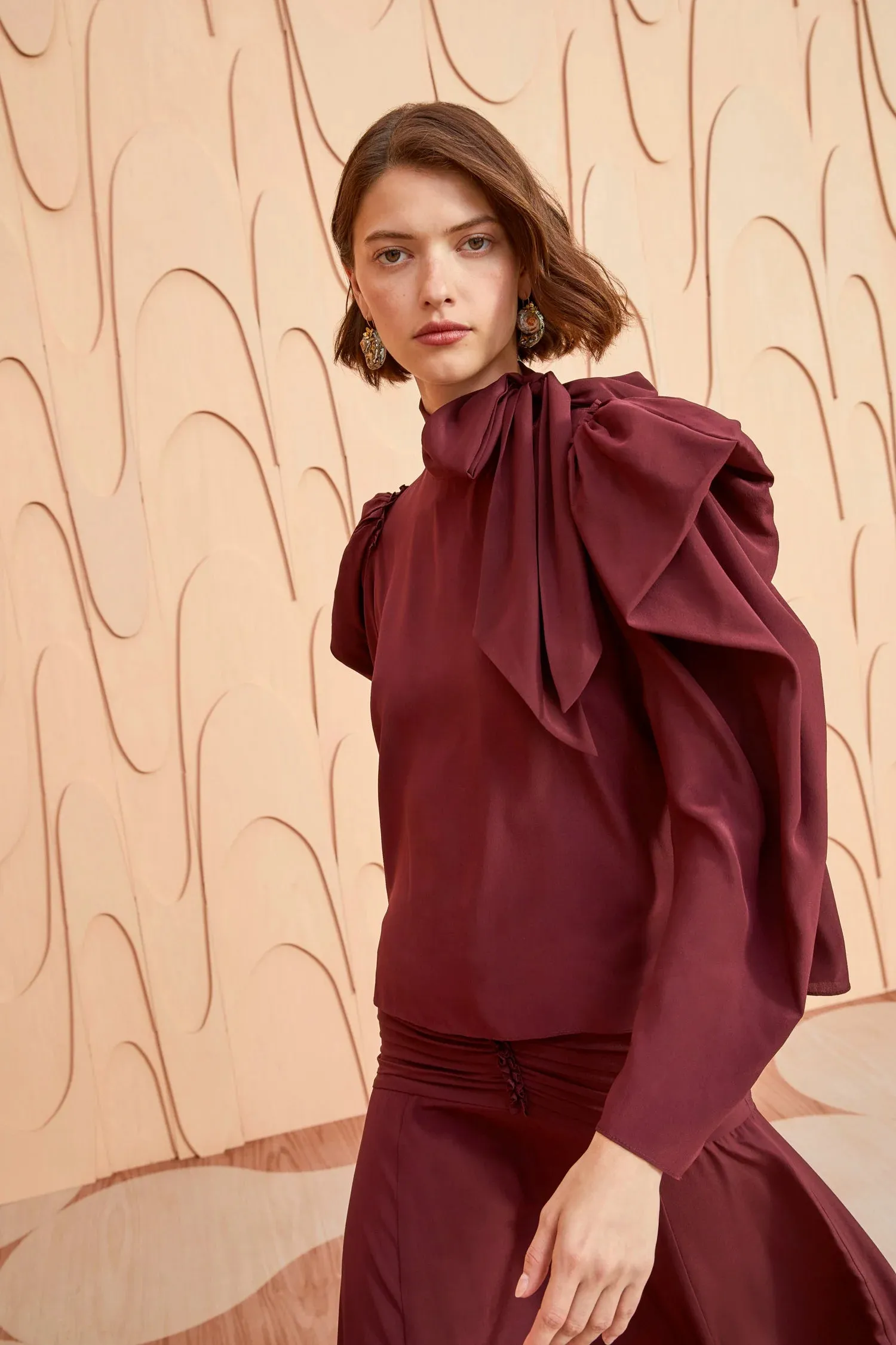 Brea Blouse - Mahogany Red