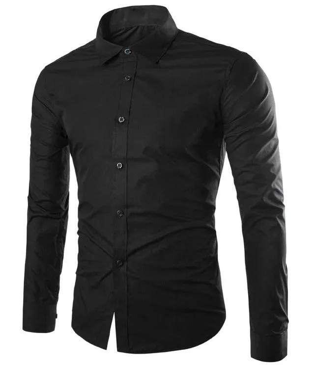 Casual Stand Collar Long Sleeves Men Shirts 4346