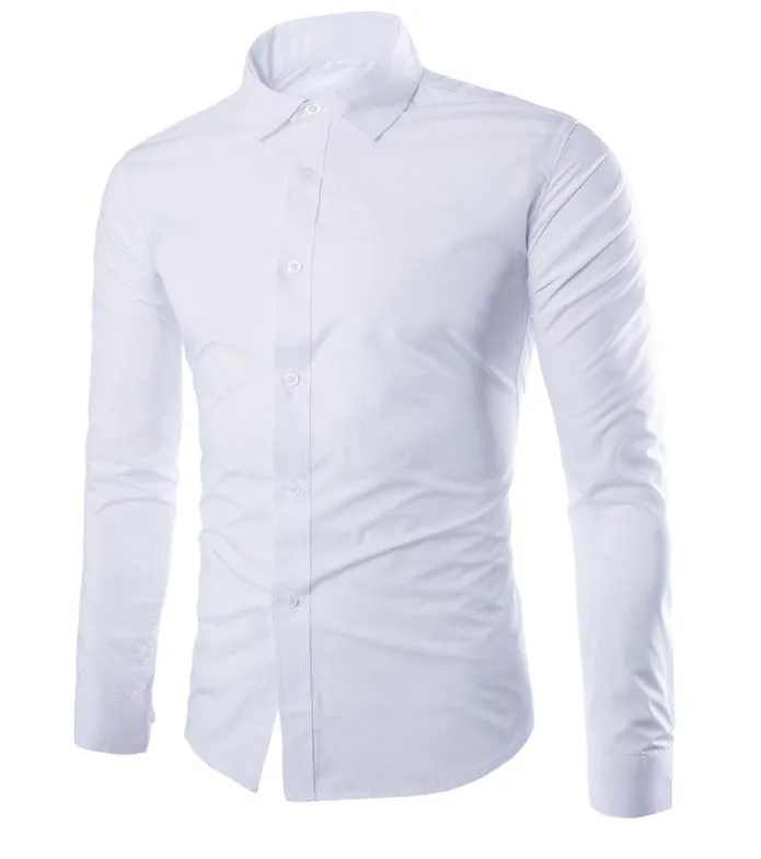 Casual Stand Collar Long Sleeves Men Shirts 4346