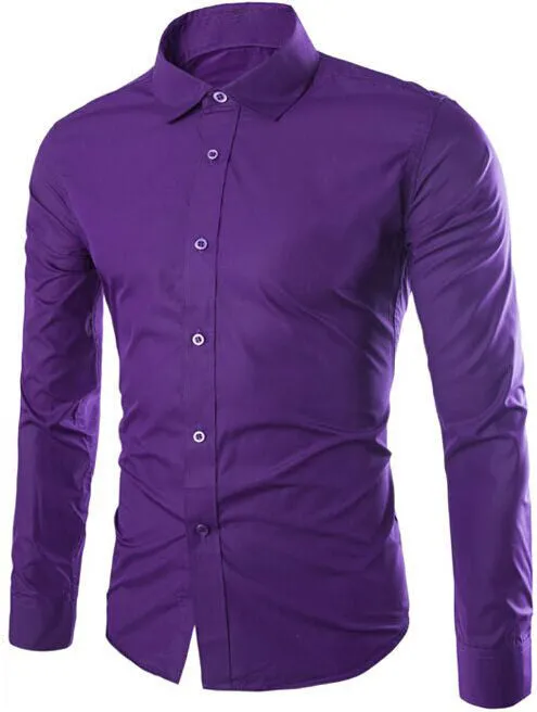 Casual Stand Collar Long Sleeves Men Shirts 4346