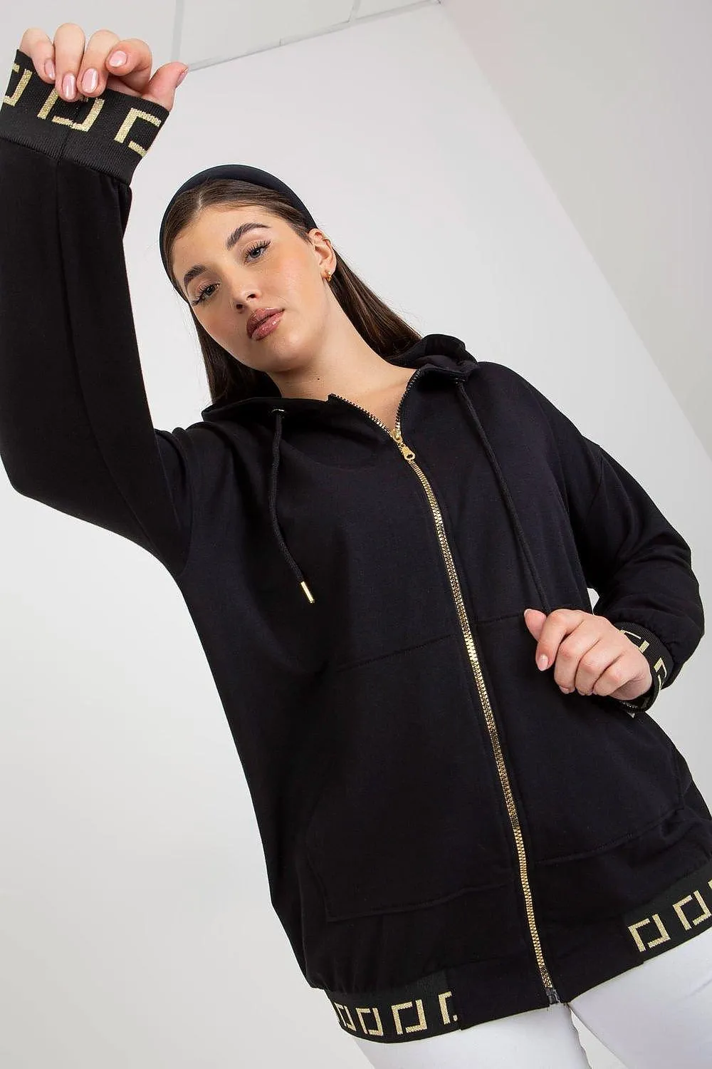 Chic Plus Size Cotton Zip-Up Hoodie