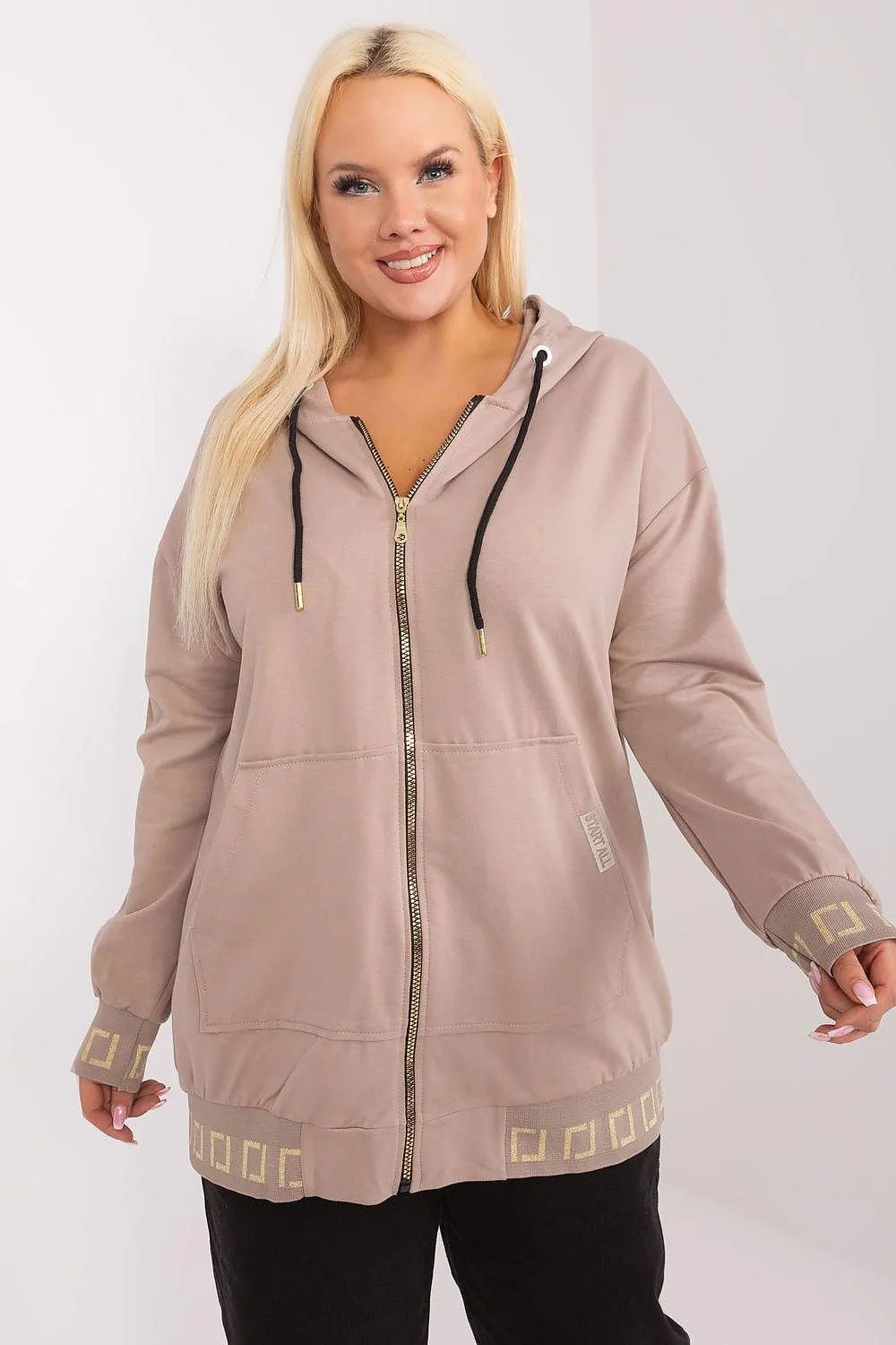 Chic Plus Size Cotton Zip-Up Hoodie