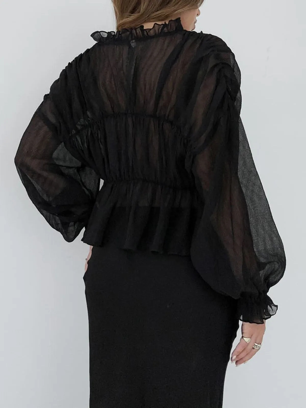 Chiffon Ruffle Graceful Detail Blouse