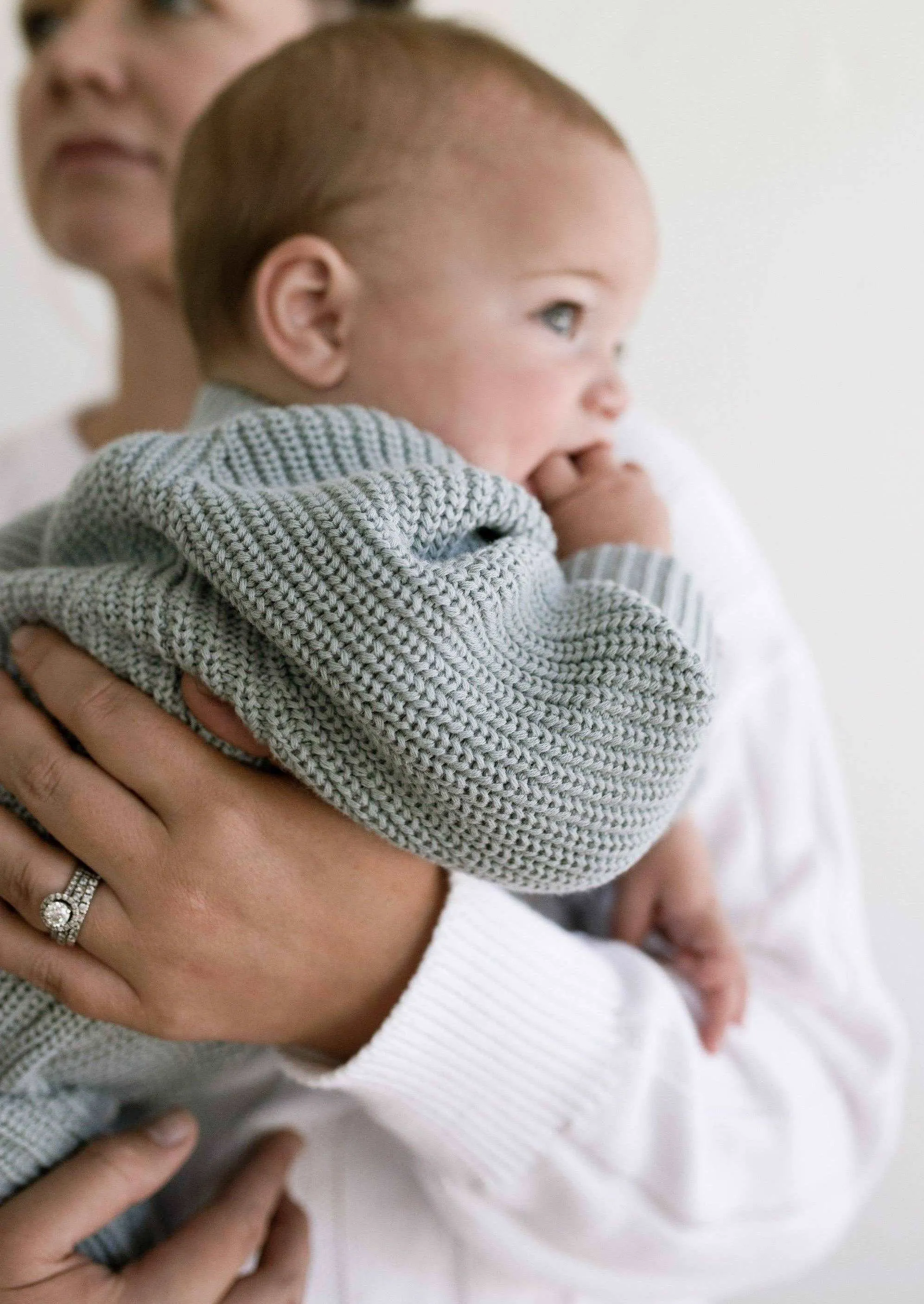 Chunky Knit Playsuit: Fog Blue