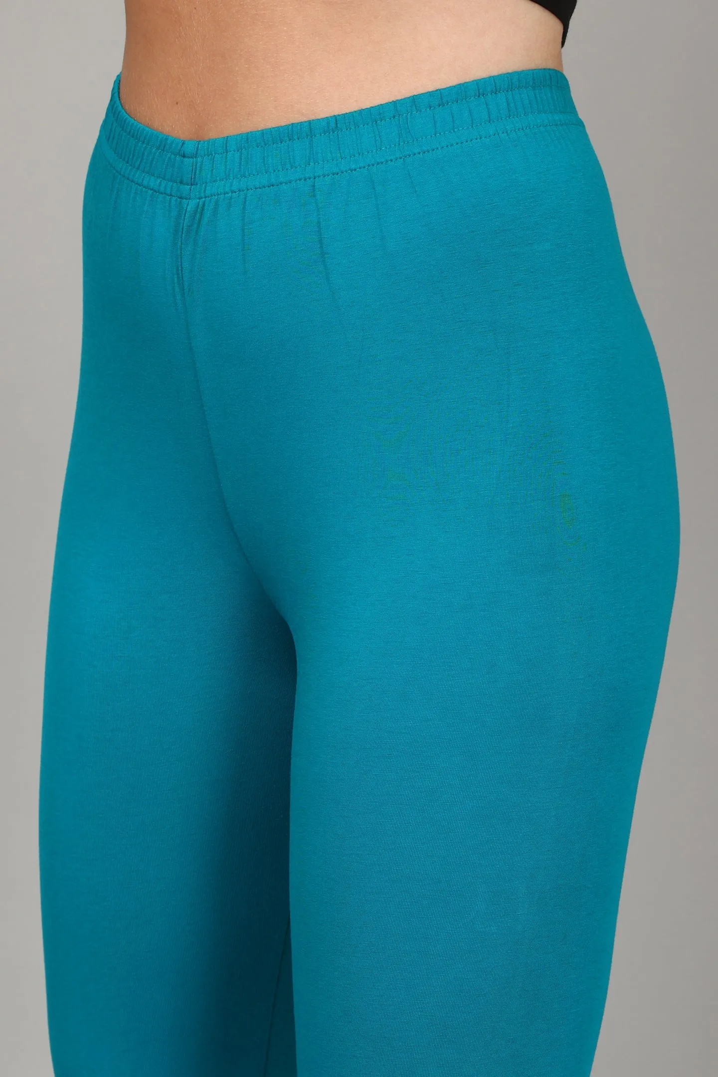 COTTON CHURIDAR LEGGINGS - TEAL BLUE