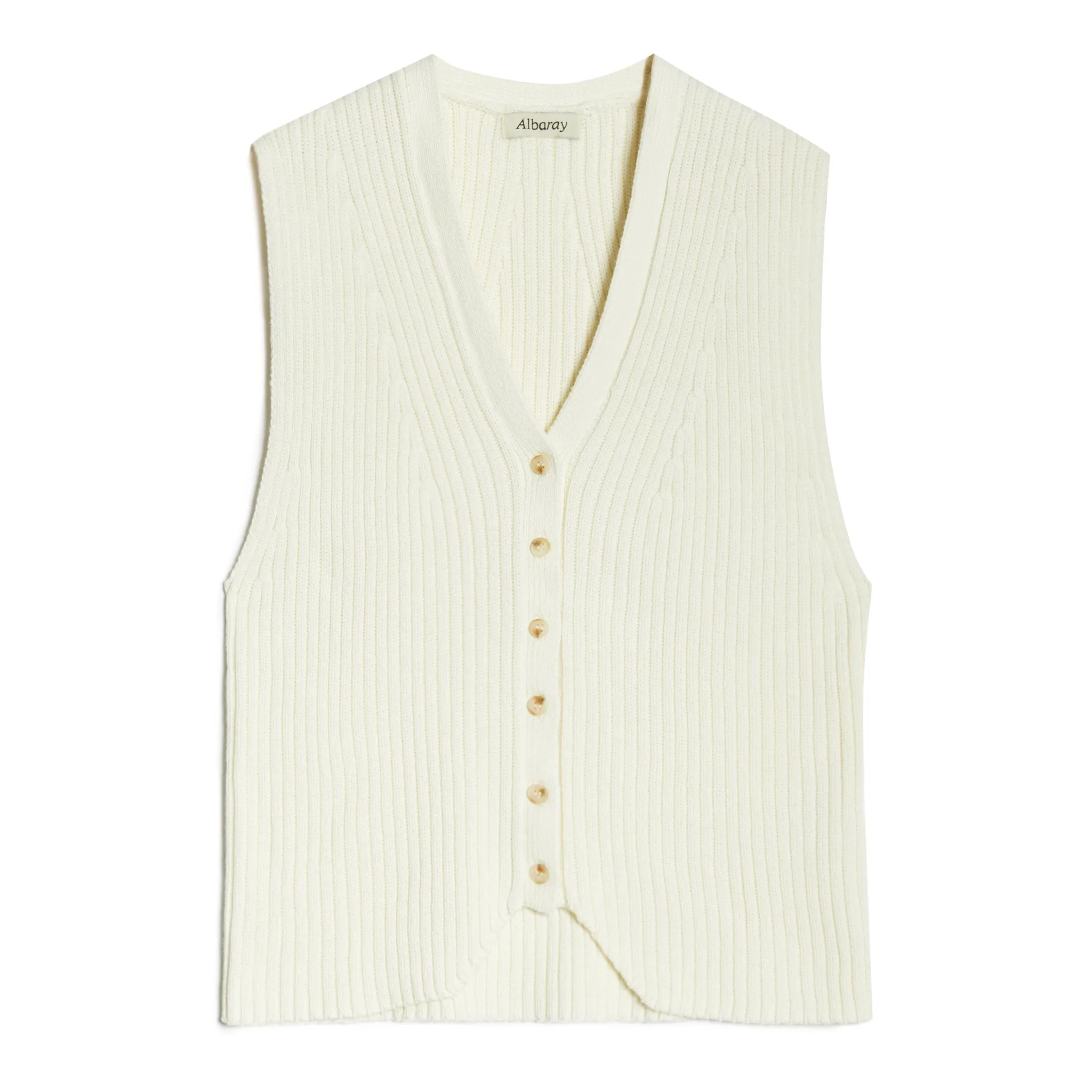 Cream Knitted Rib Waistcoat