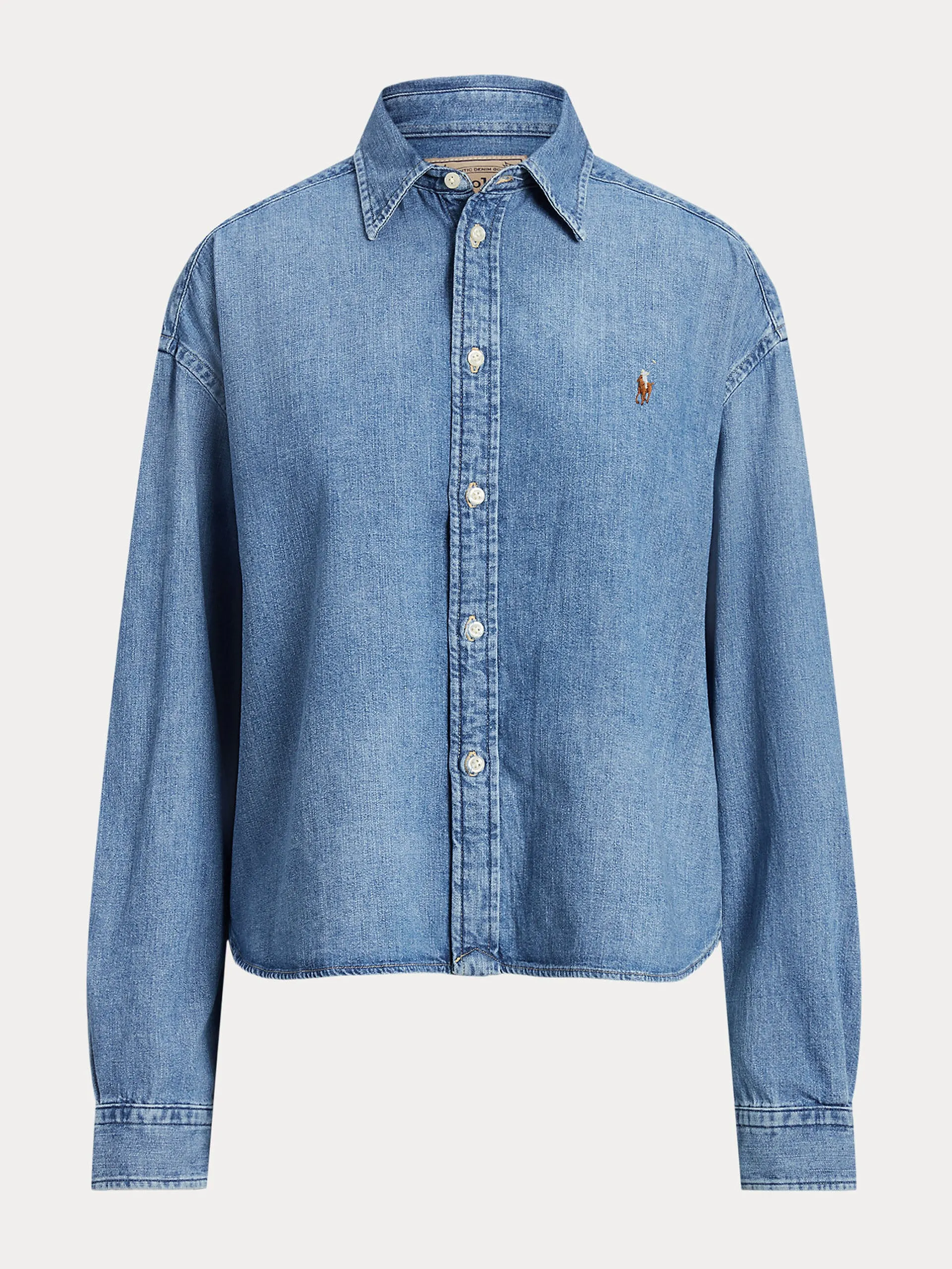 Cropped boxy denim shirt