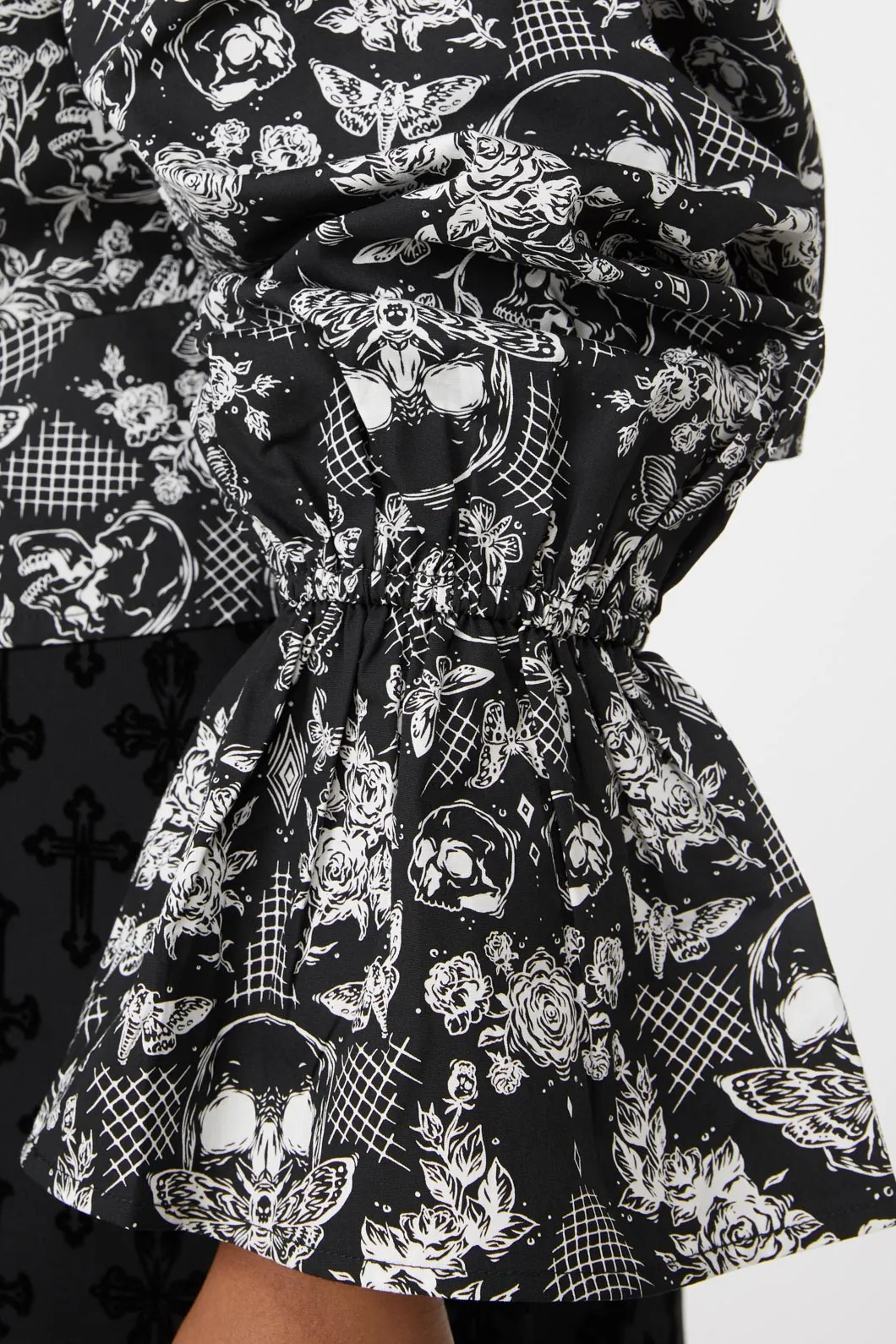 Curve Romantic Skull Print Blouse