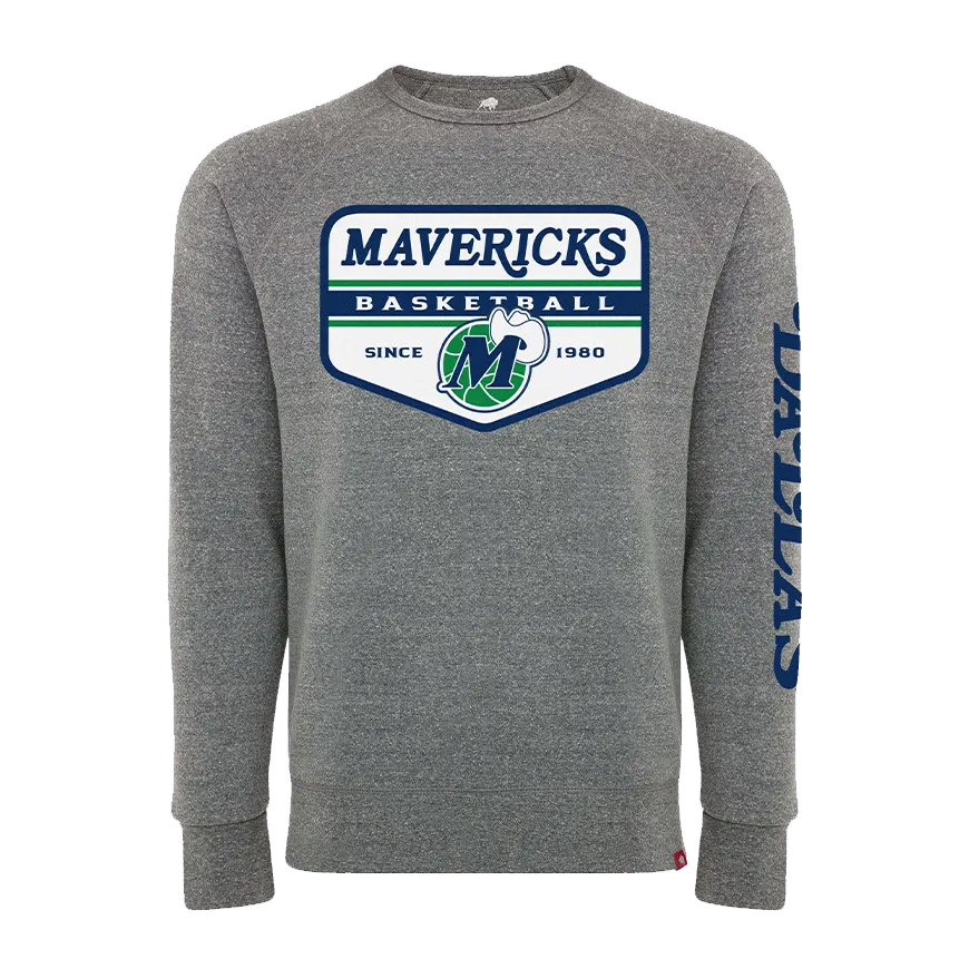 DALLAS MAVERICKS SPORTIQE HEATHER GREY M-HAT CREWNECK