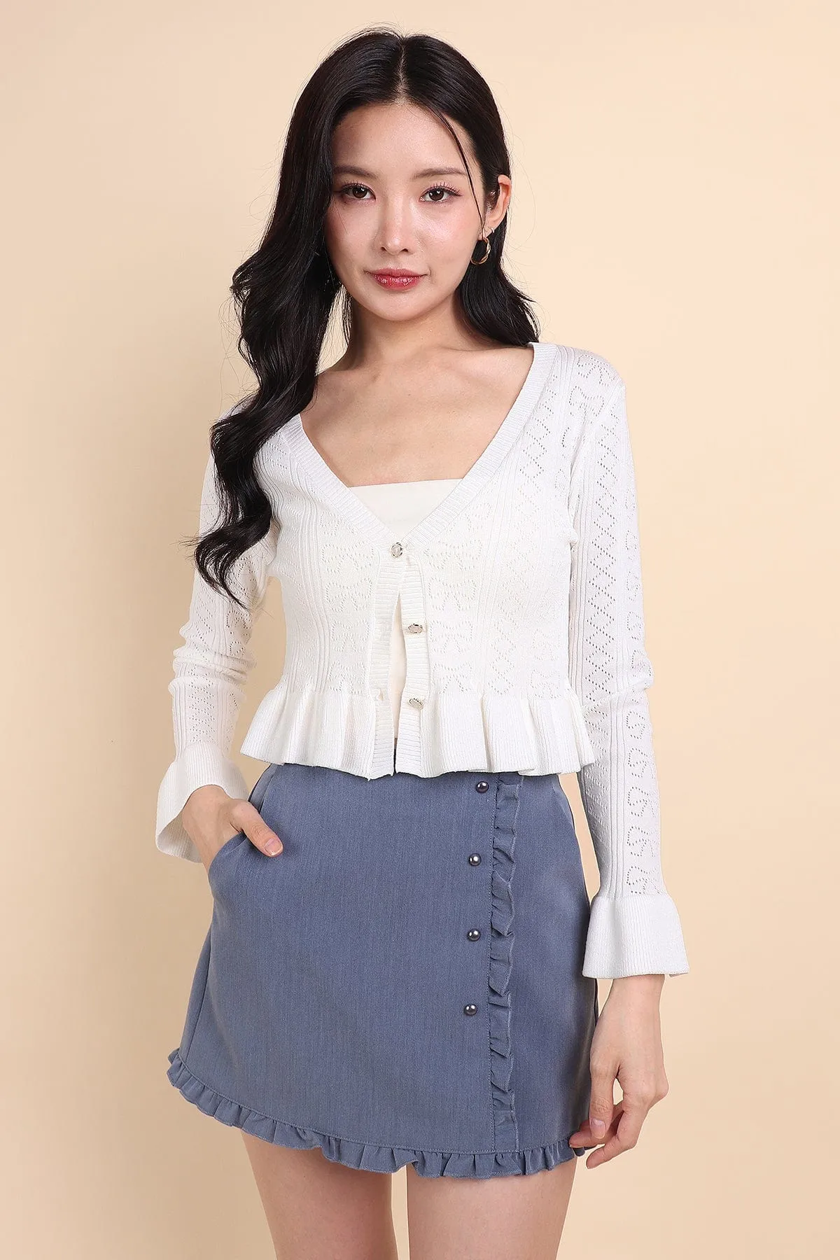 DANNI FLAIR CARDIGAN IN WHITE