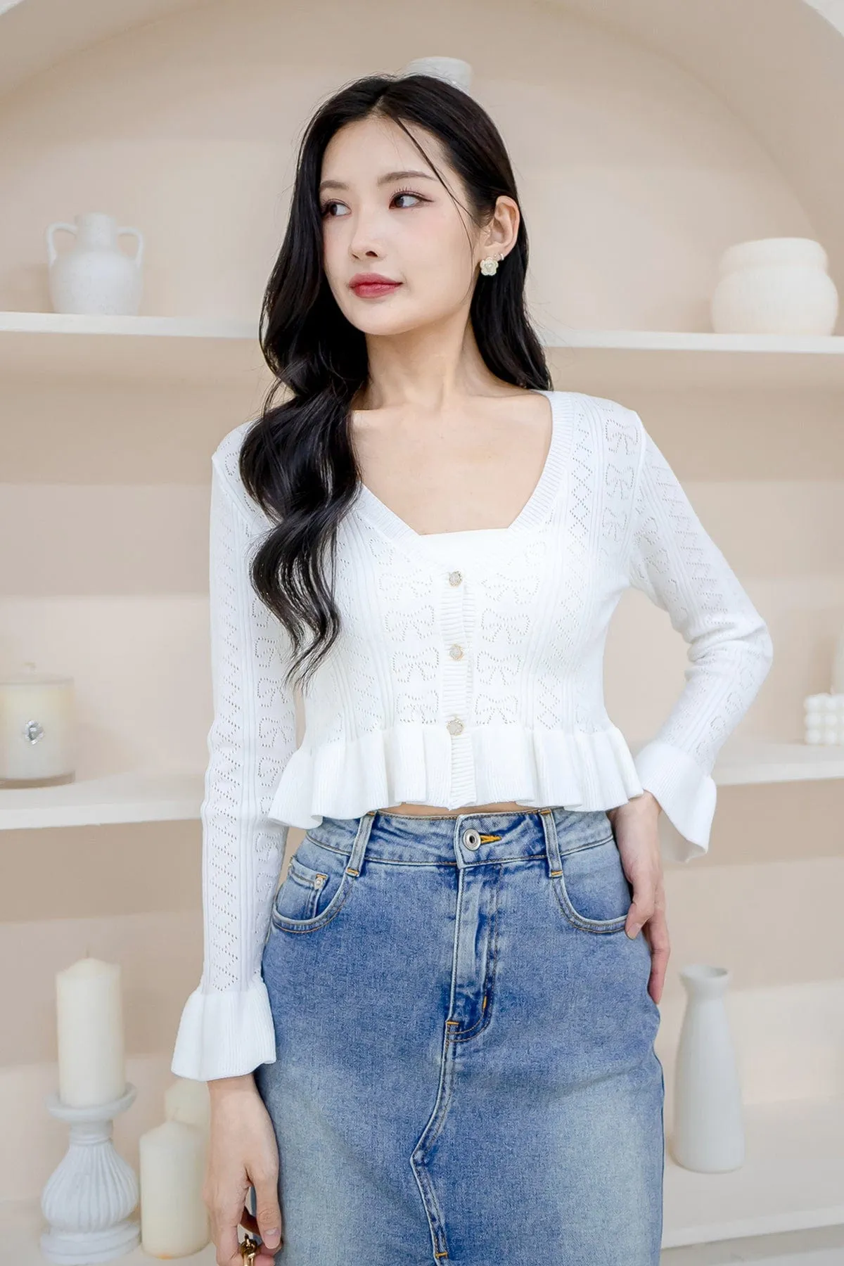 DANNI FLAIR CARDIGAN IN WHITE