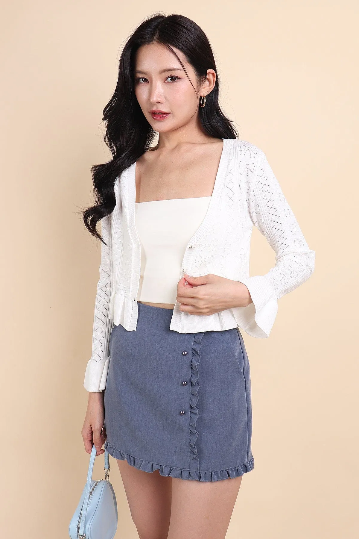 DANNI FLAIR CARDIGAN IN WHITE