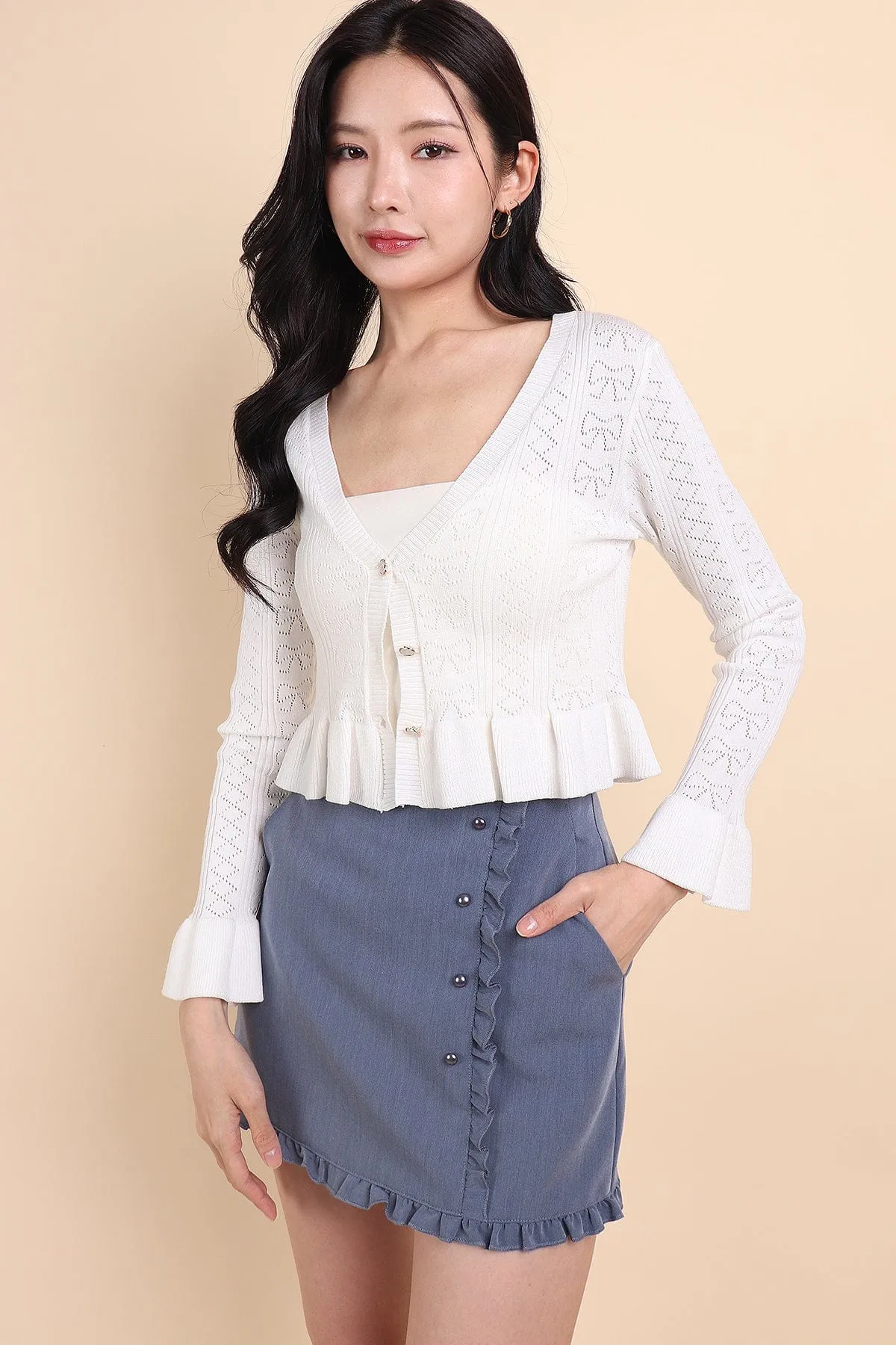 DANNI FLAIR CARDIGAN IN WHITE