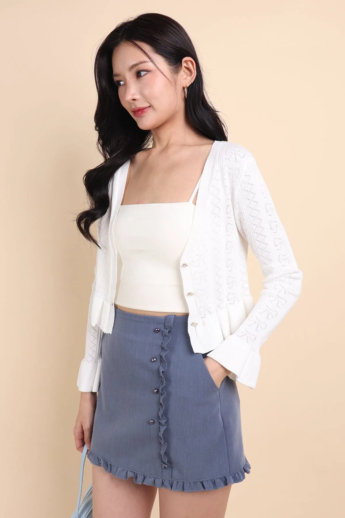 DANNI FLAIR CARDIGAN IN WHITE