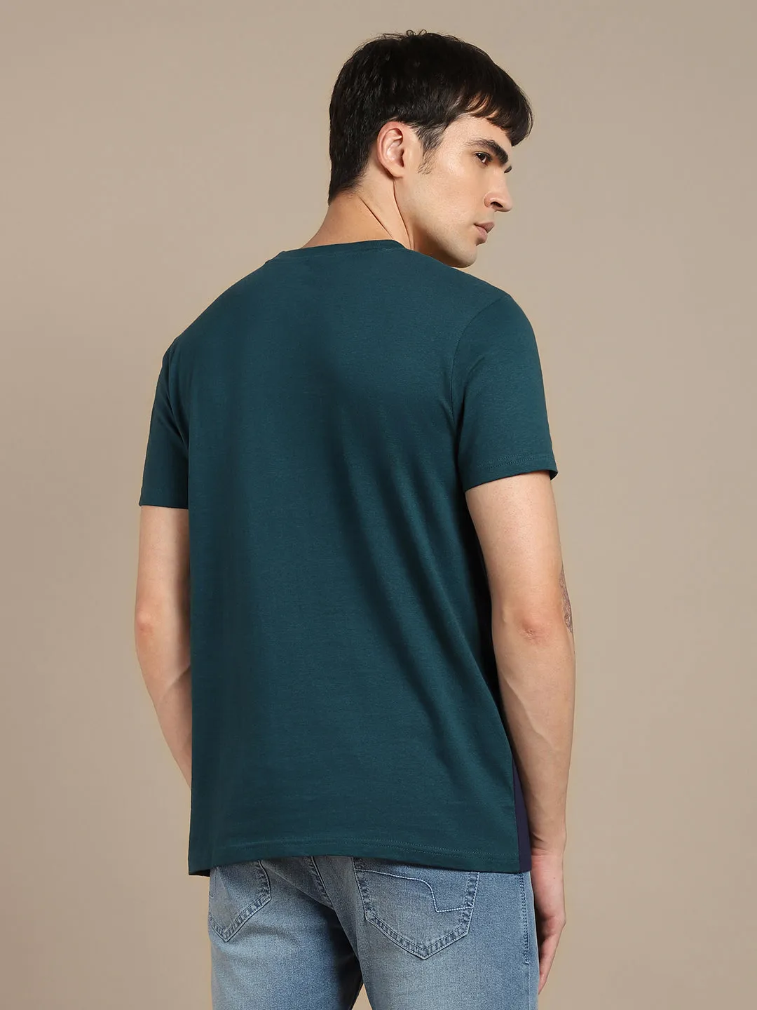 Dennis Lingo Colourblocked Polo Collar Slim Fit Pure Cotton T-shirt