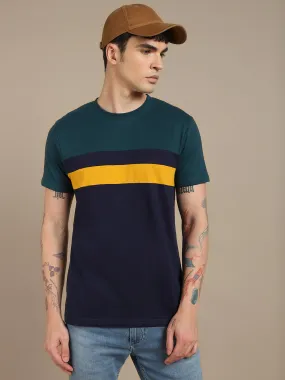 Dennis Lingo Colourblocked Polo Collar Slim Fit Pure Cotton T-shirt