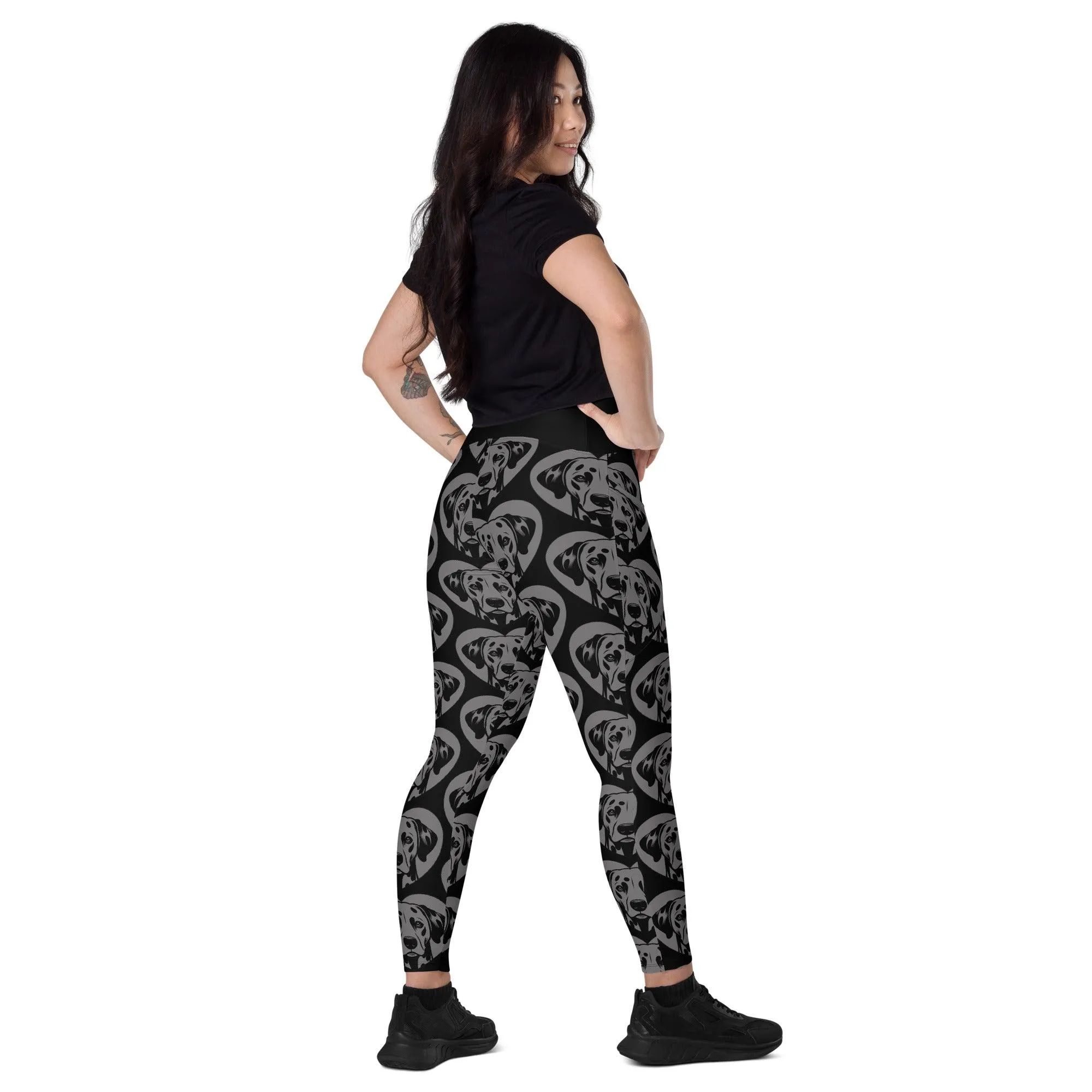 DOG BREED LEGGINGS with pockets - DALMATIAN DOG - HERTTAHOUND - grey