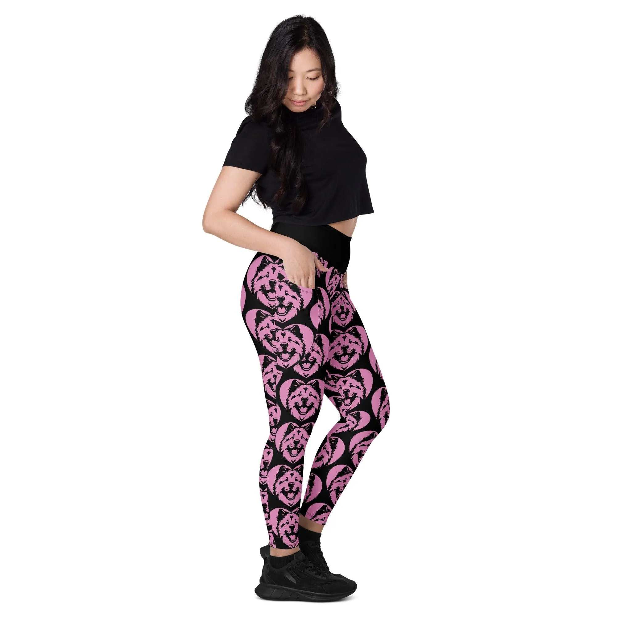 DOG BREED LEGGINGS with pockets - EURASIER - HERTTAHOUND - pink