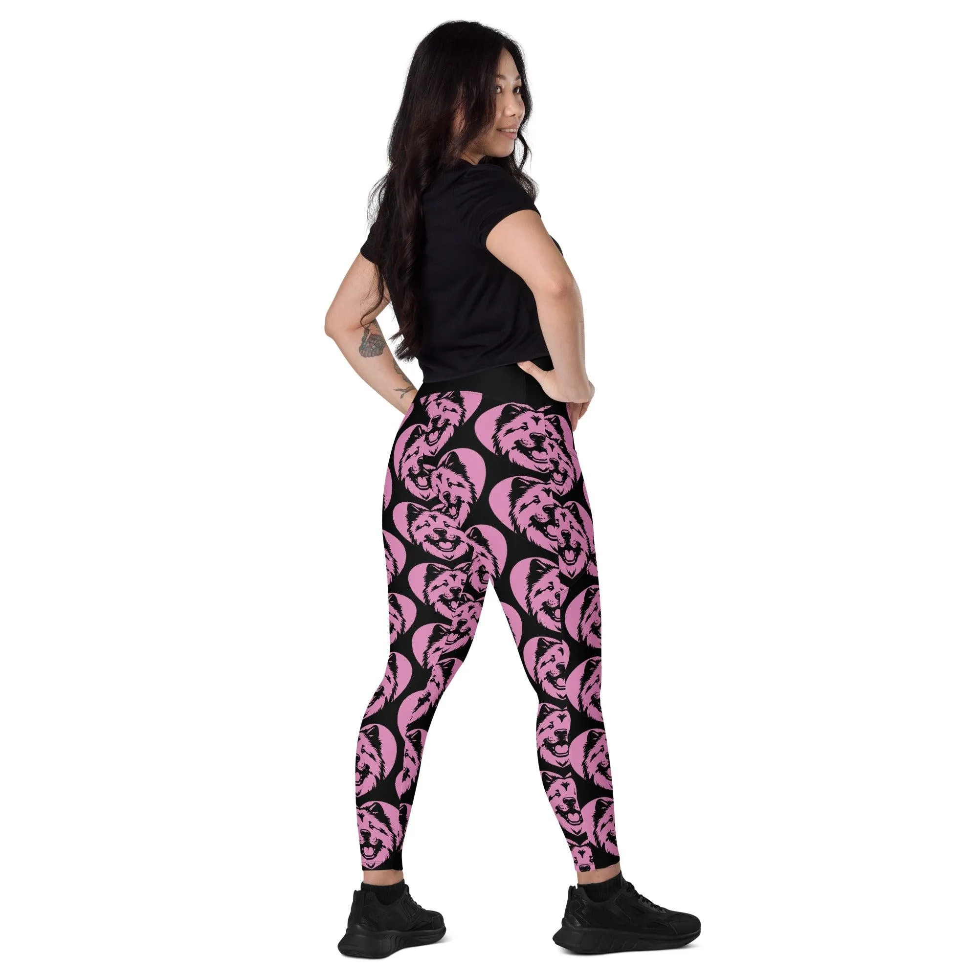 DOG BREED LEGGINGS with pockets - EURASIER - HERTTAHOUND - pink