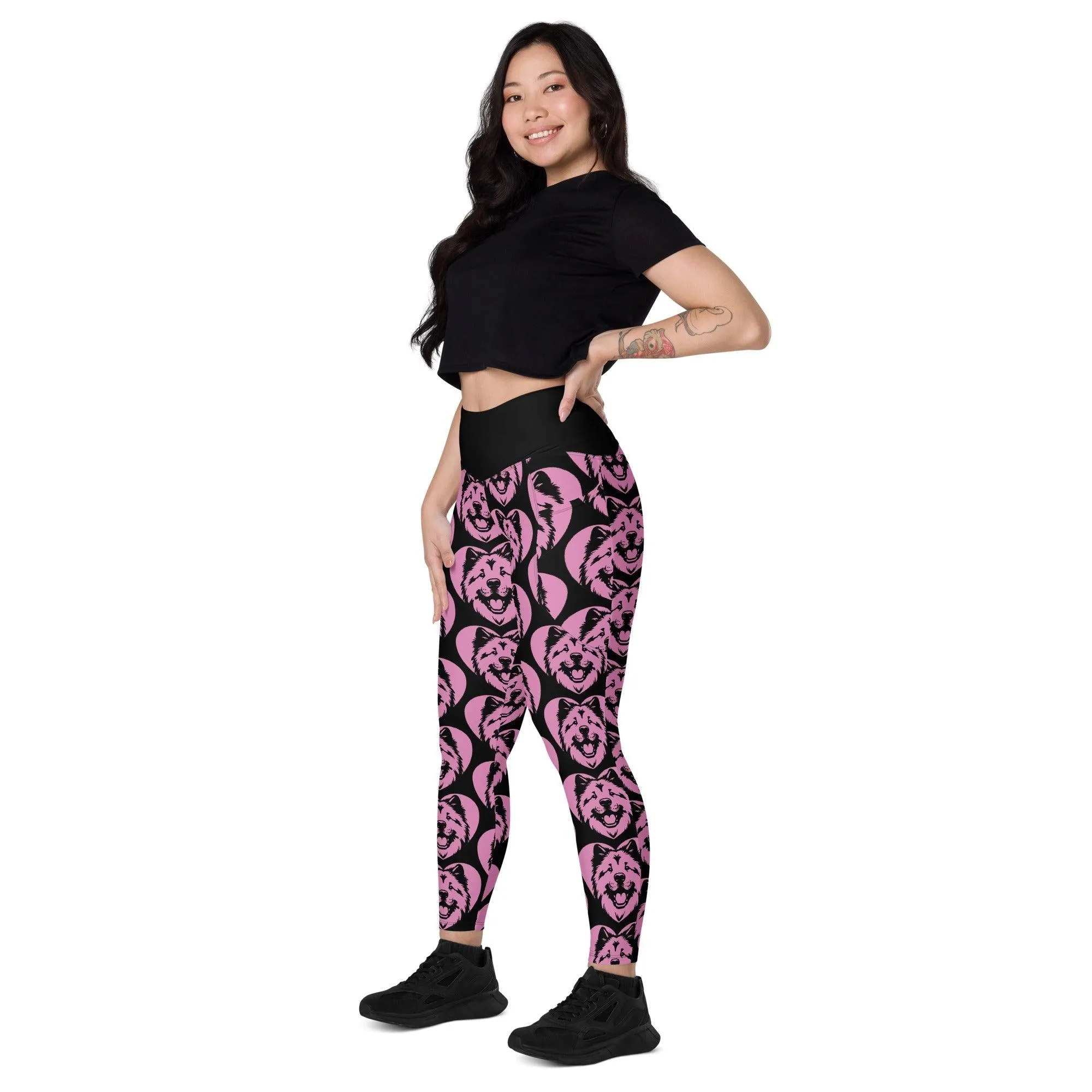 DOG BREED LEGGINGS with pockets - EURASIER - HERTTAHOUND - pink