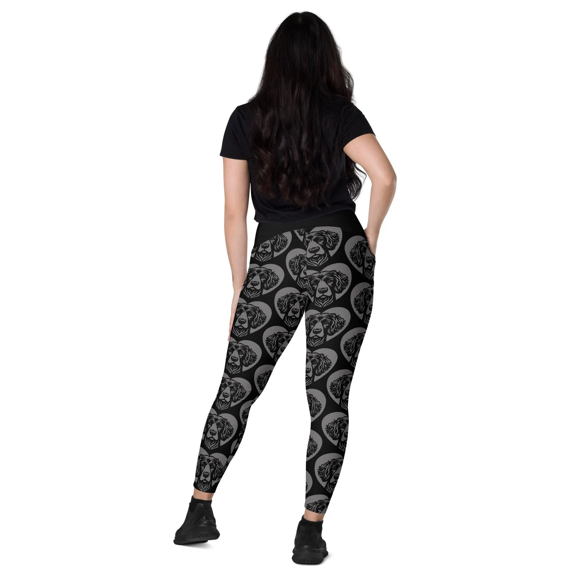 DOG BREED LEGGINGS with pockets - IRISH WATER SPANIEL - HERTTAHOUND - grey