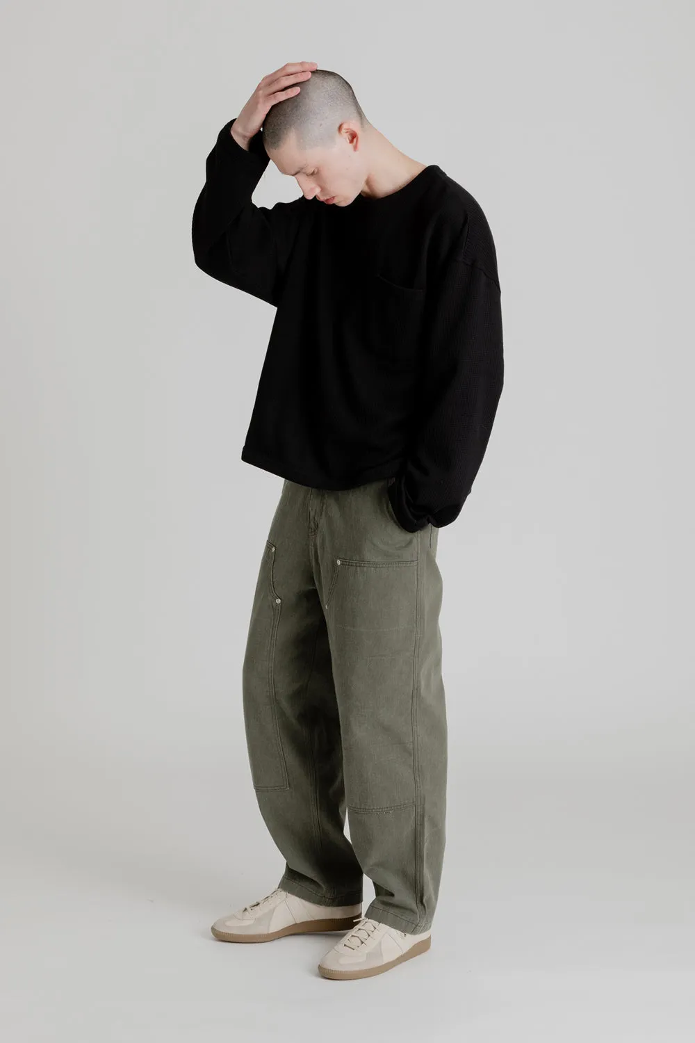 Double Knee Relaxed Pants - Olive