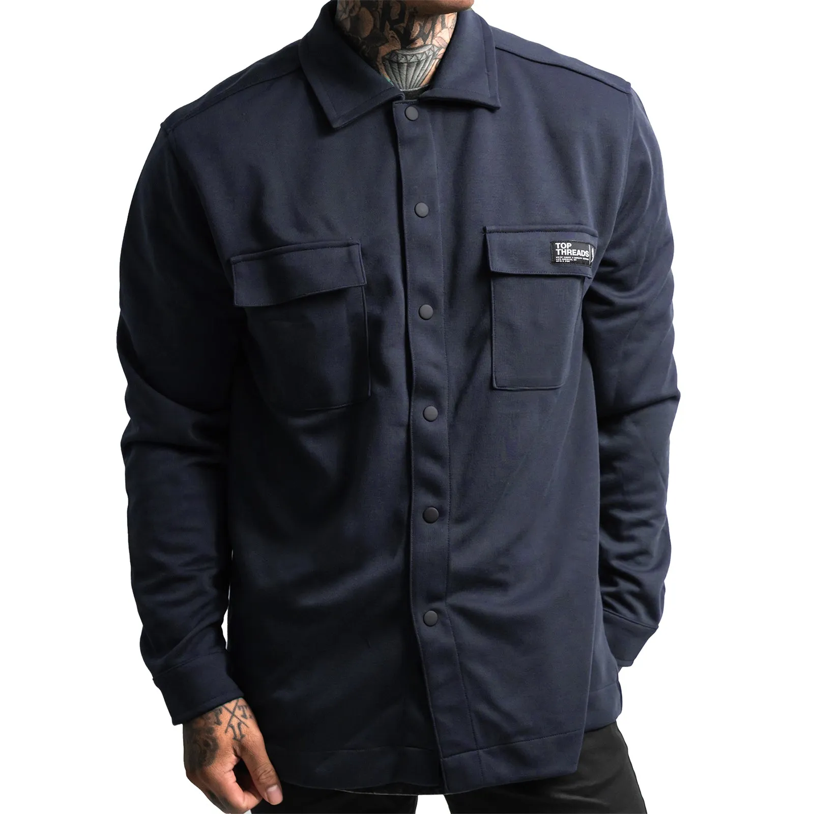 Double Knit Button Up - Navy