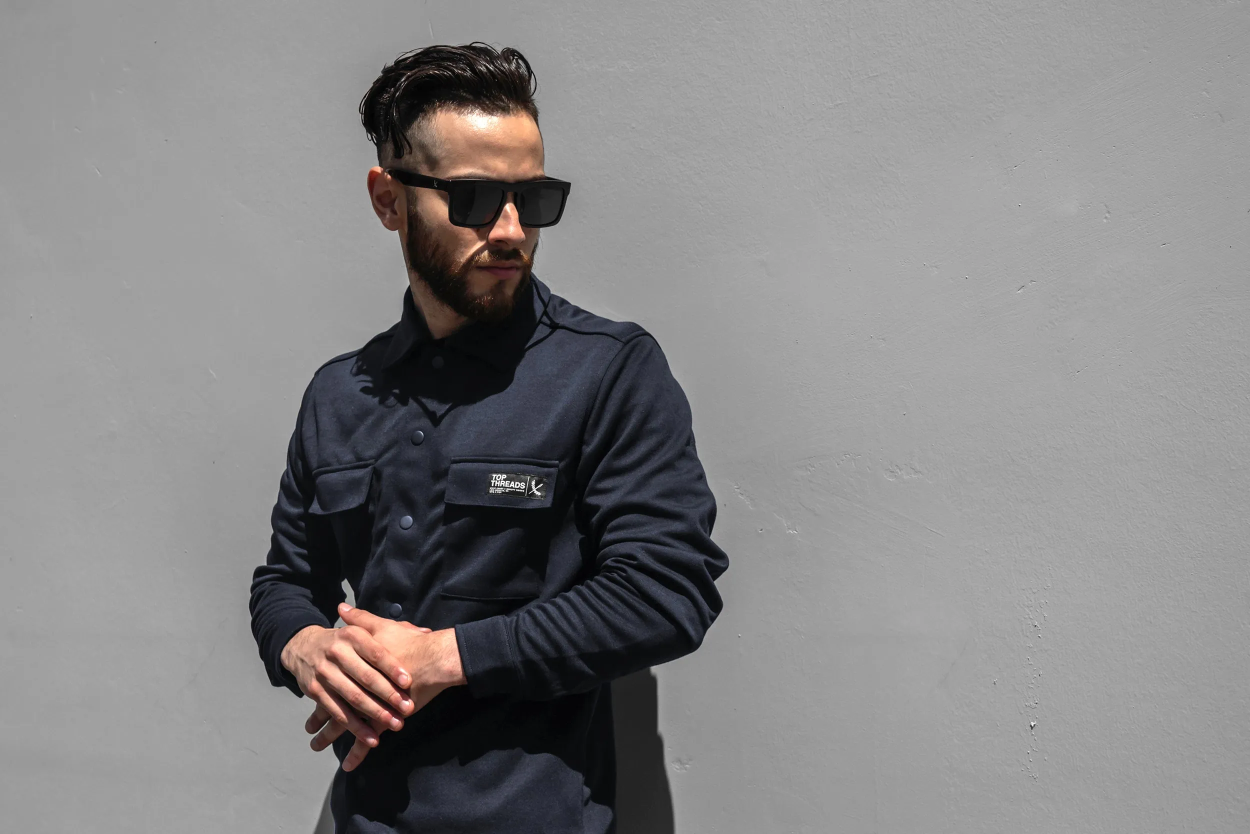 Double Knit Button Up - Navy