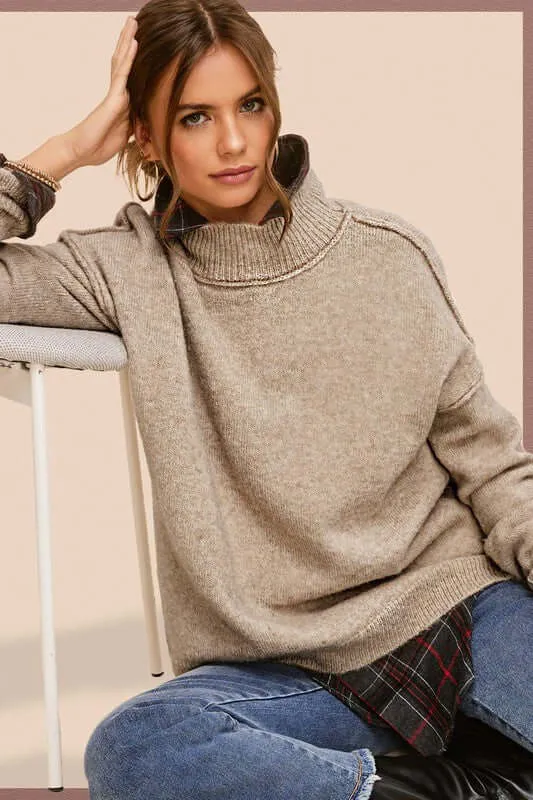 Ella Drop Shoulder Turtle Neck Sweater