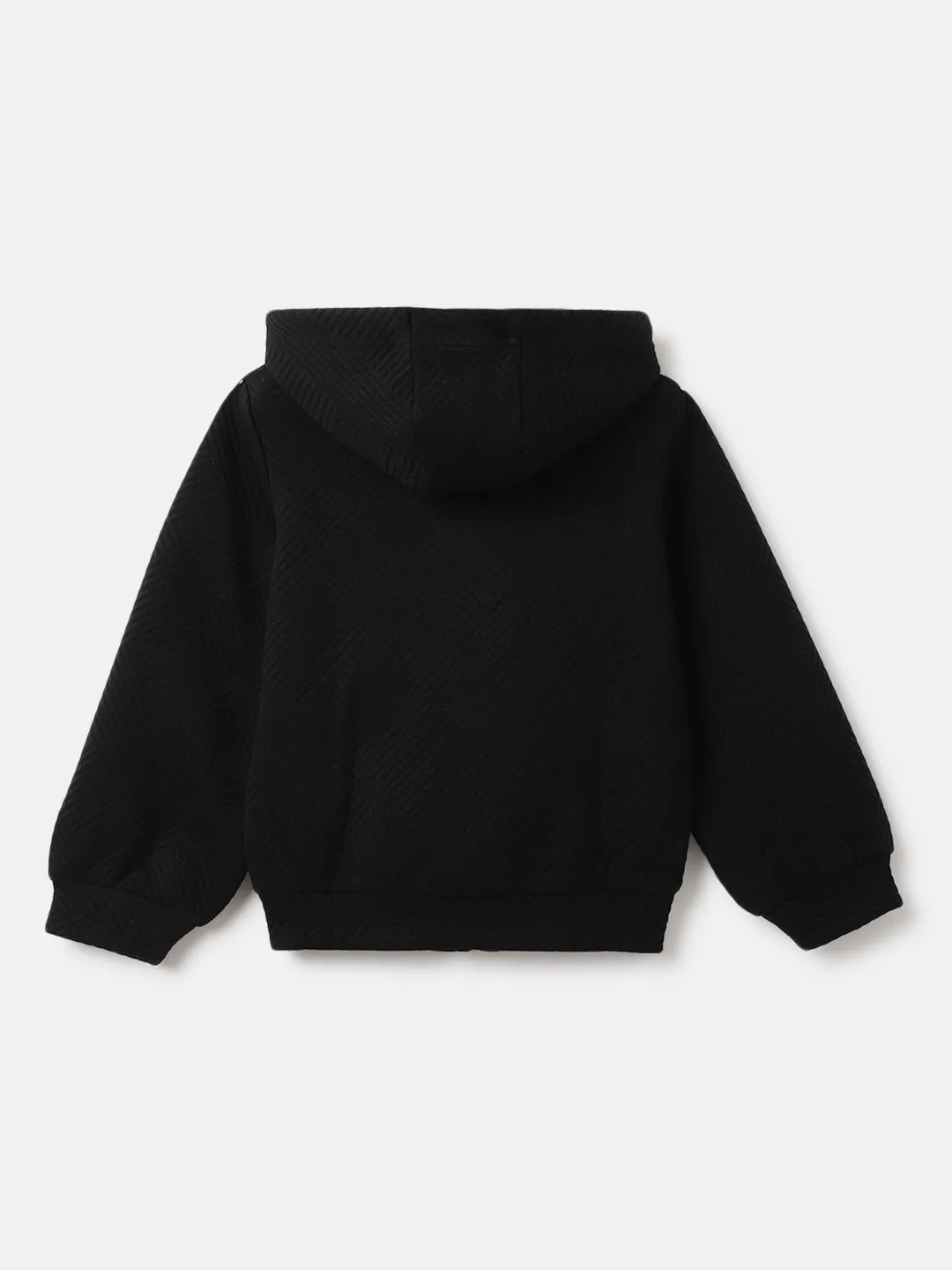 Elle Girls Black Solid Hooded Full Sleeves Sweatshirt