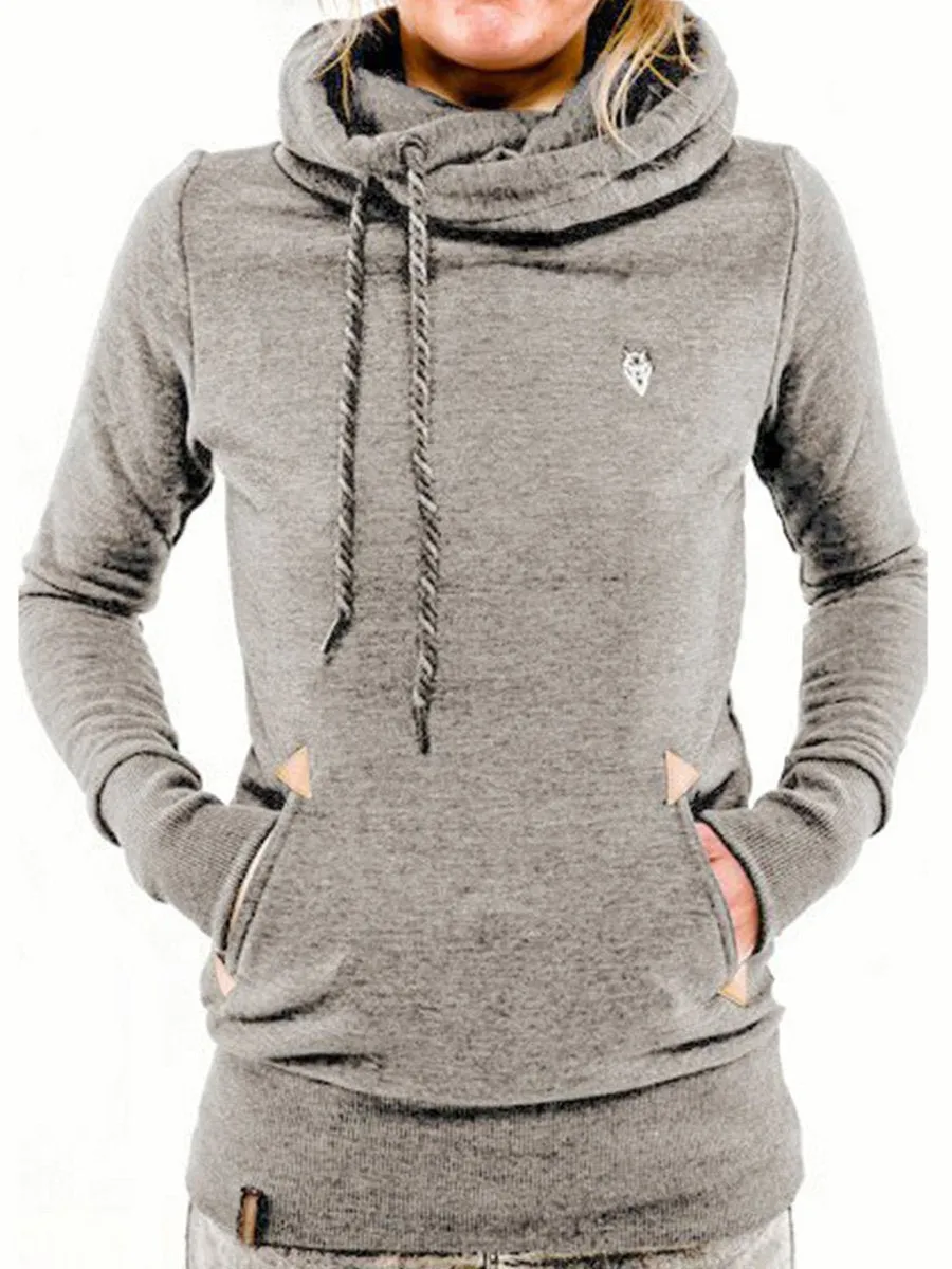 Fashion Hooded Long Sleeve Pocket Embroidery Hooded Fleece Sweatshirt