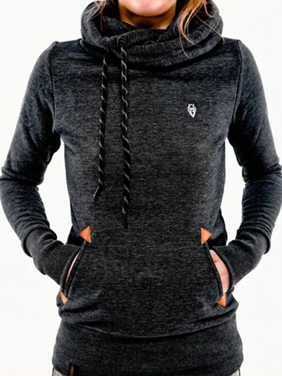 Fashion Hooded Long Sleeve Pocket Embroidery Hooded Fleece Sweatshirt