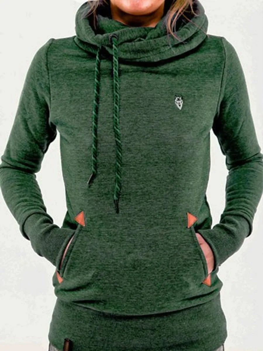 Fashion Hooded Long Sleeve Pocket Embroidery Hooded Fleece Sweatshirt