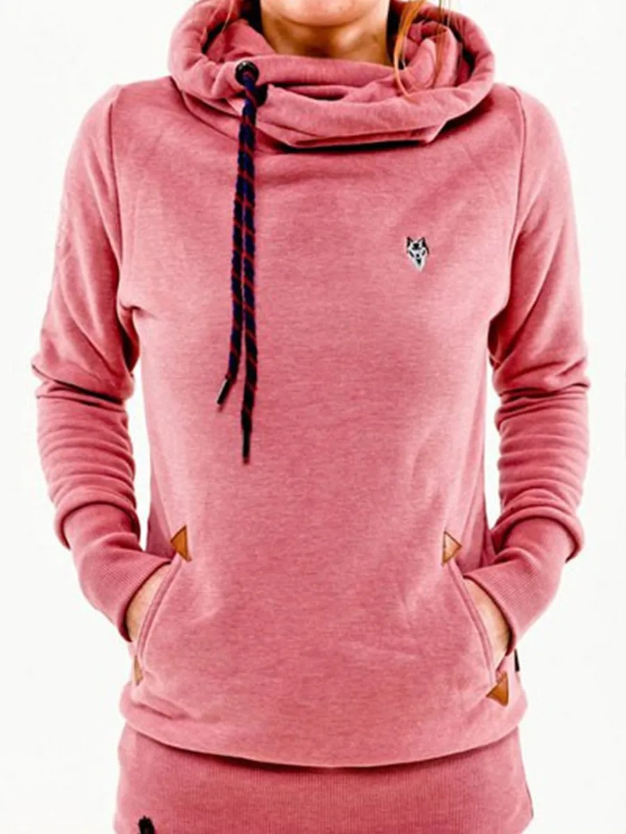 Fashion Hooded Long Sleeve Pocket Embroidery Hooded Fleece Sweatshirt