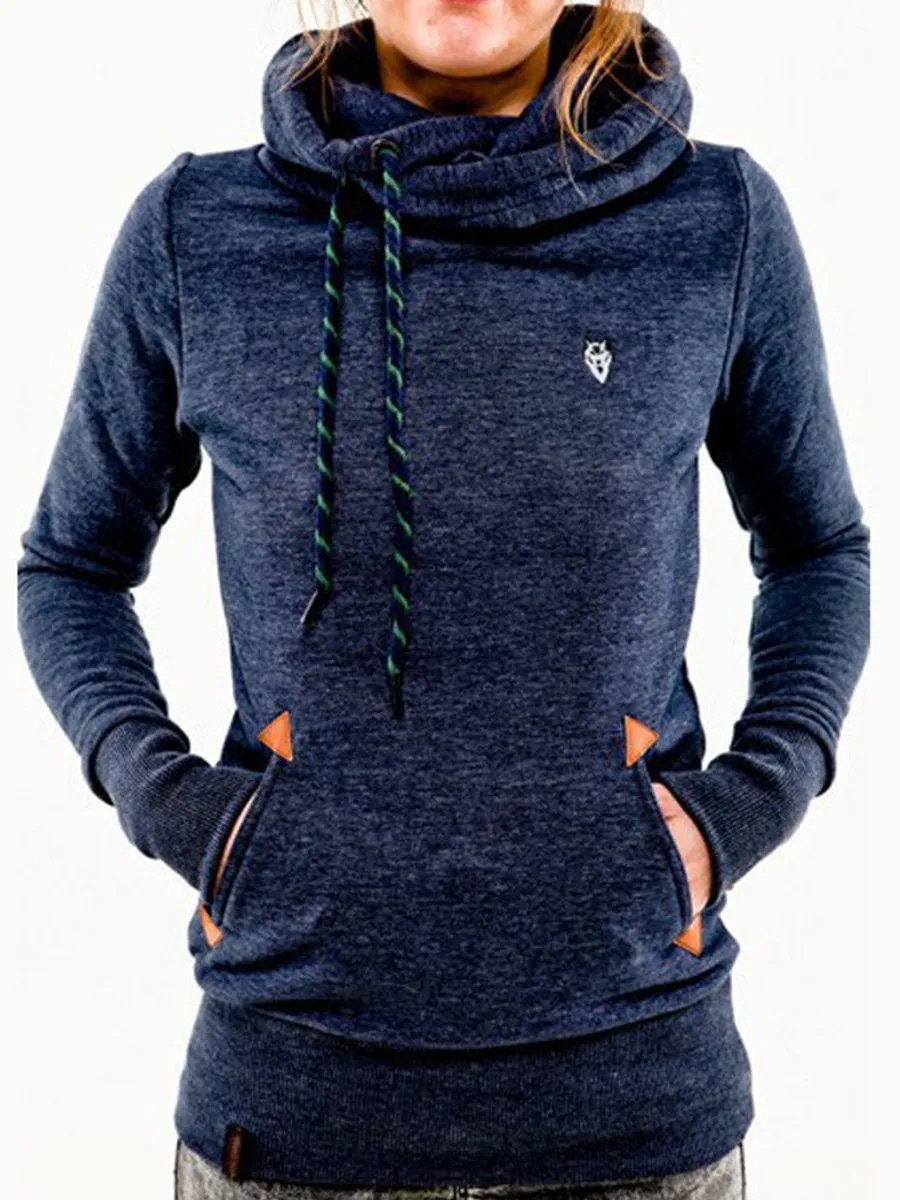 Fashion Hooded Long Sleeve Pocket Embroidery Hooded Fleece Sweatshirt